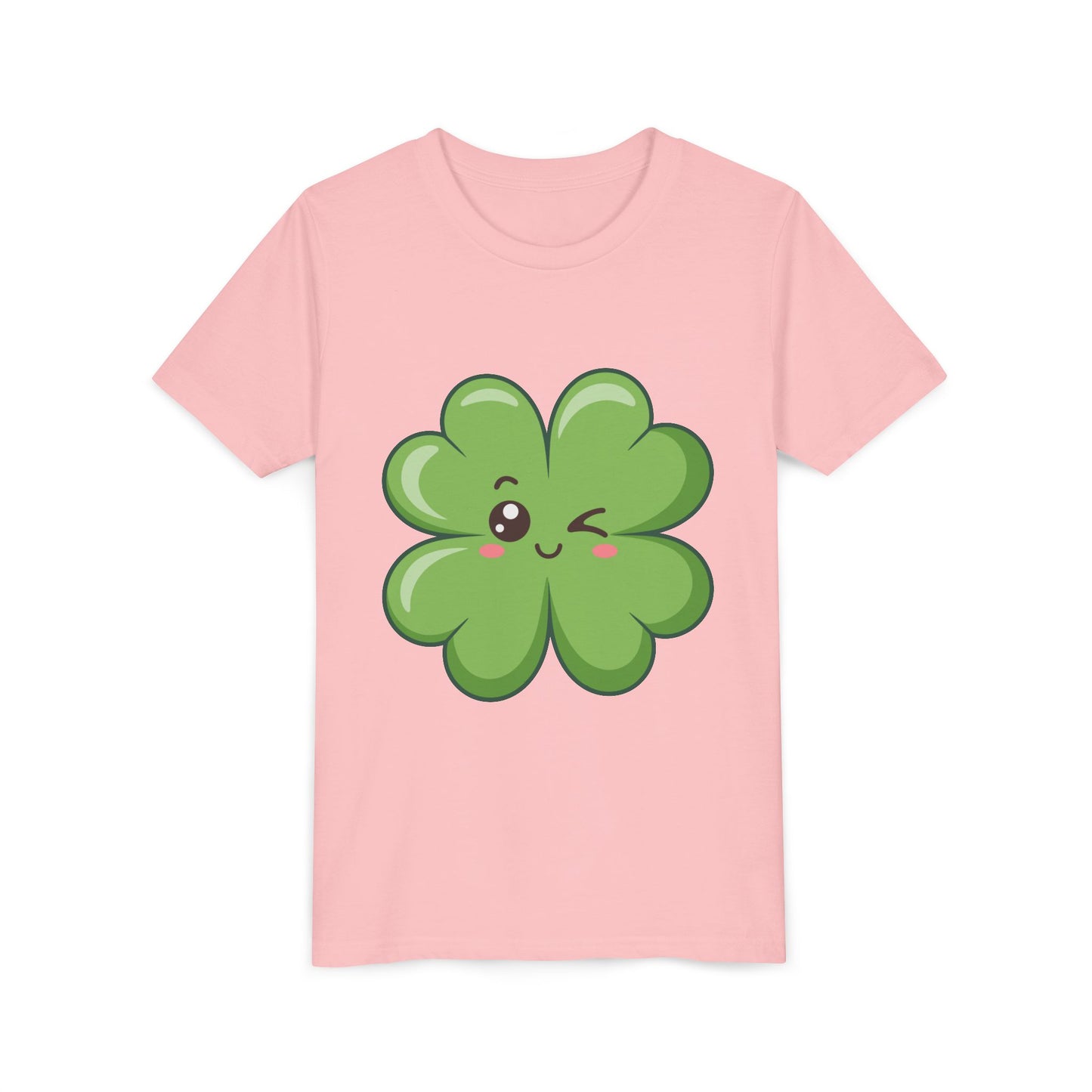 Kawaii Lucky Four-Leaf Clover Youth Tee | Cute St. Patrick's Day Shirt