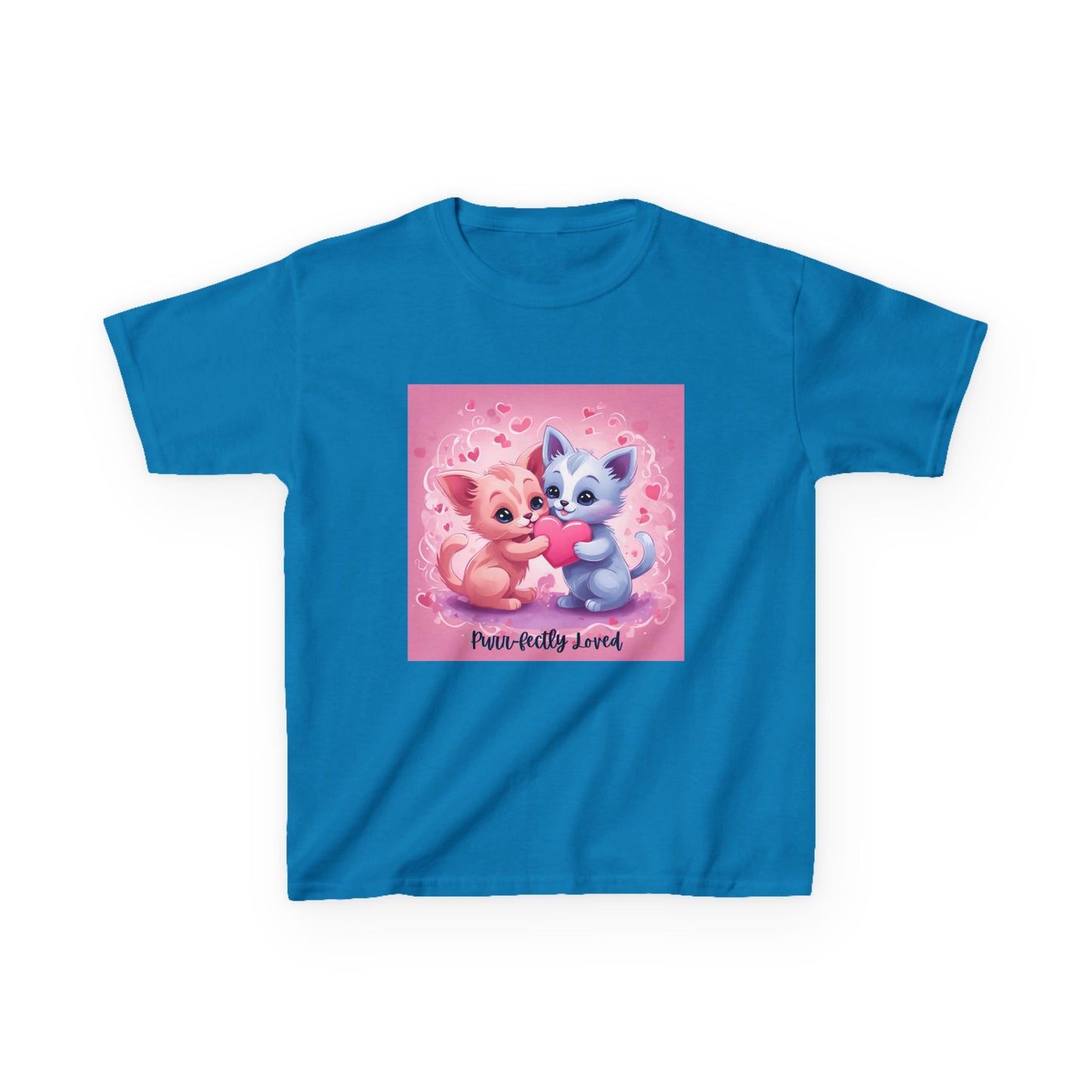 Purr-fectly Loved - Pink & Blue Kittens Valentine's Kids Tee