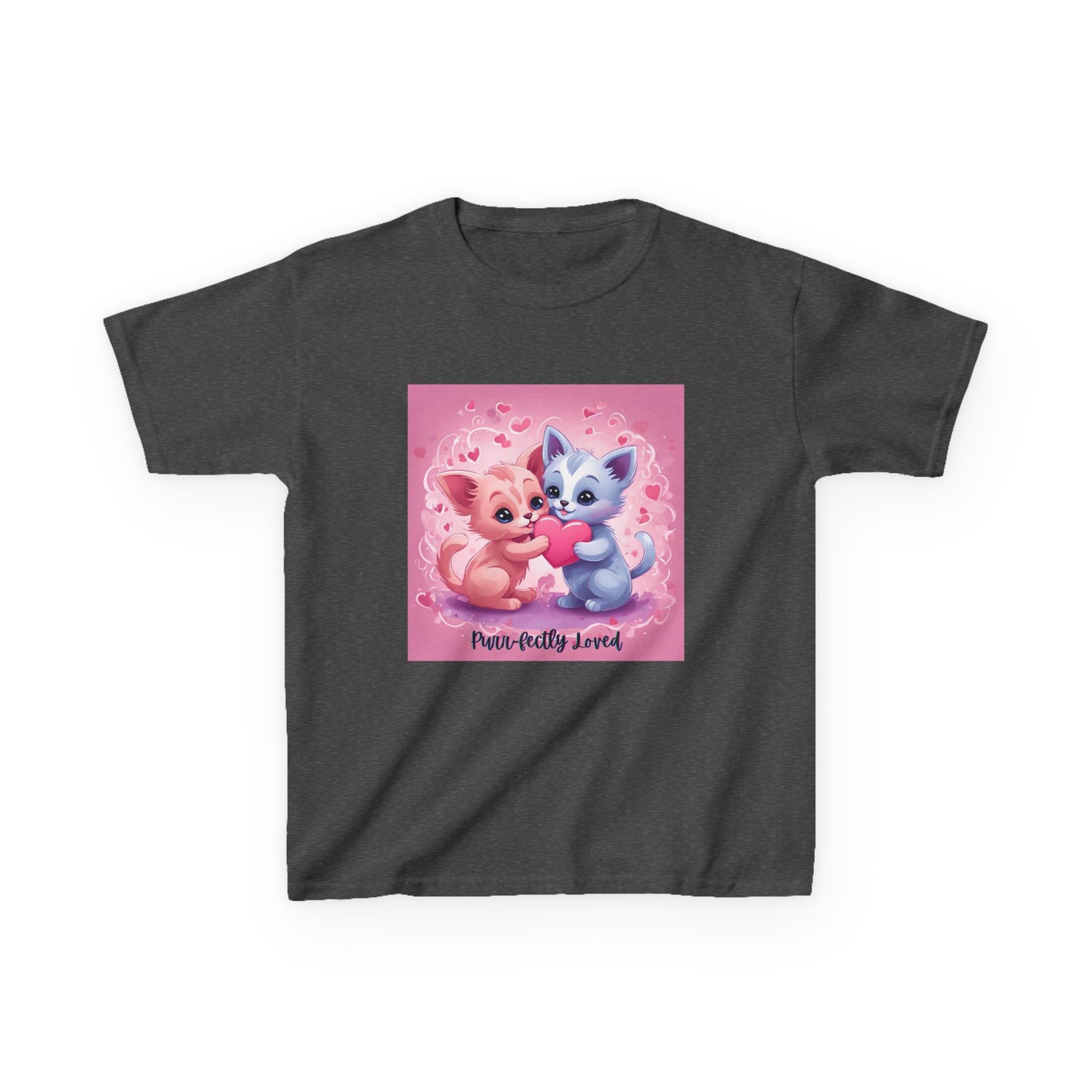 Purr-fectly Loved - Pink & Blue Kittens Valentine's Kids Tee