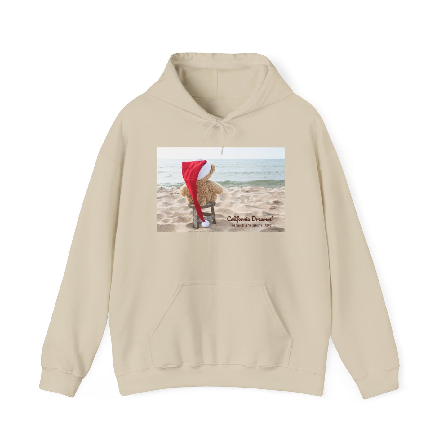 California Christmas Hoodie | Santa Bear on the Beach | Cozy Winter Hoodie | Funny Holiday Sweatshirt | West Coast Xmas Gift