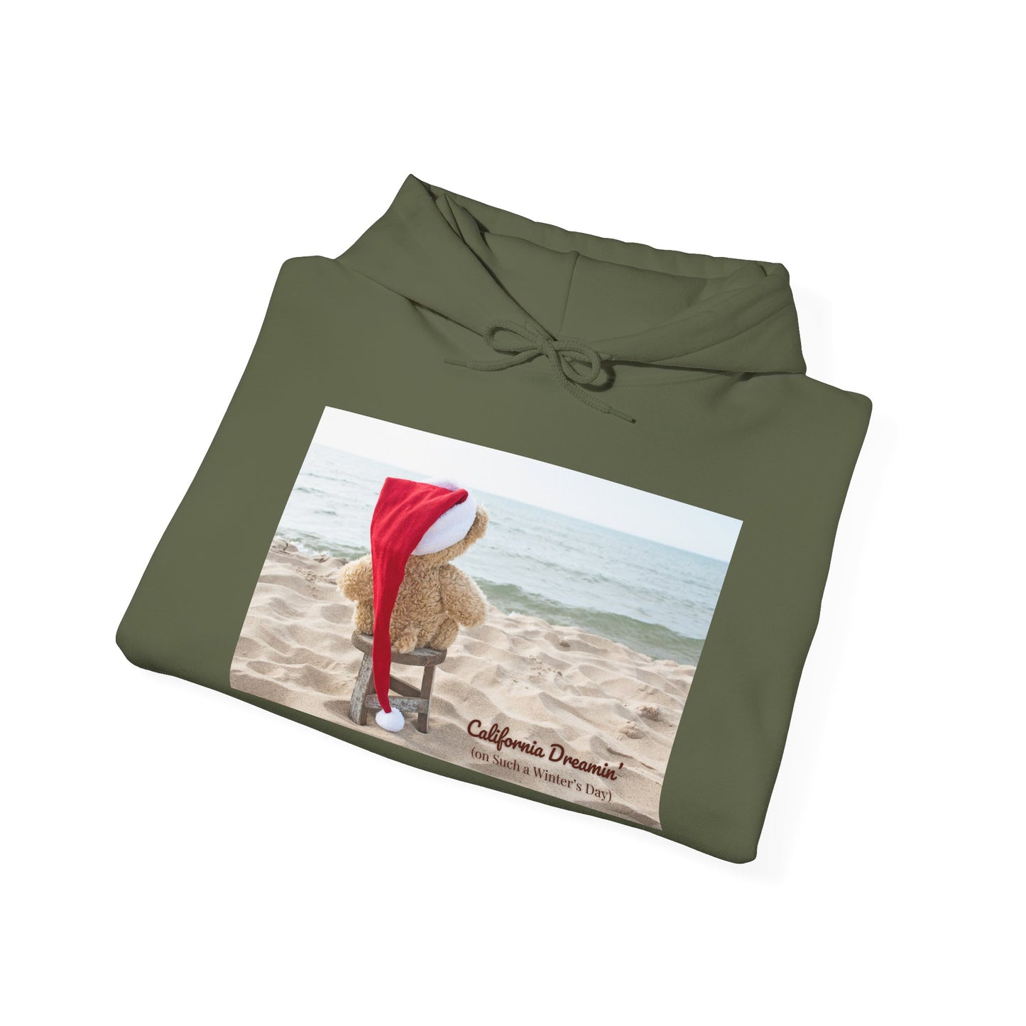 California Christmas Hoodie | Santa Bear on the Beach | Cozy Winter Hoodie | Funny Holiday Sweatshirt | West Coast Xmas Gift