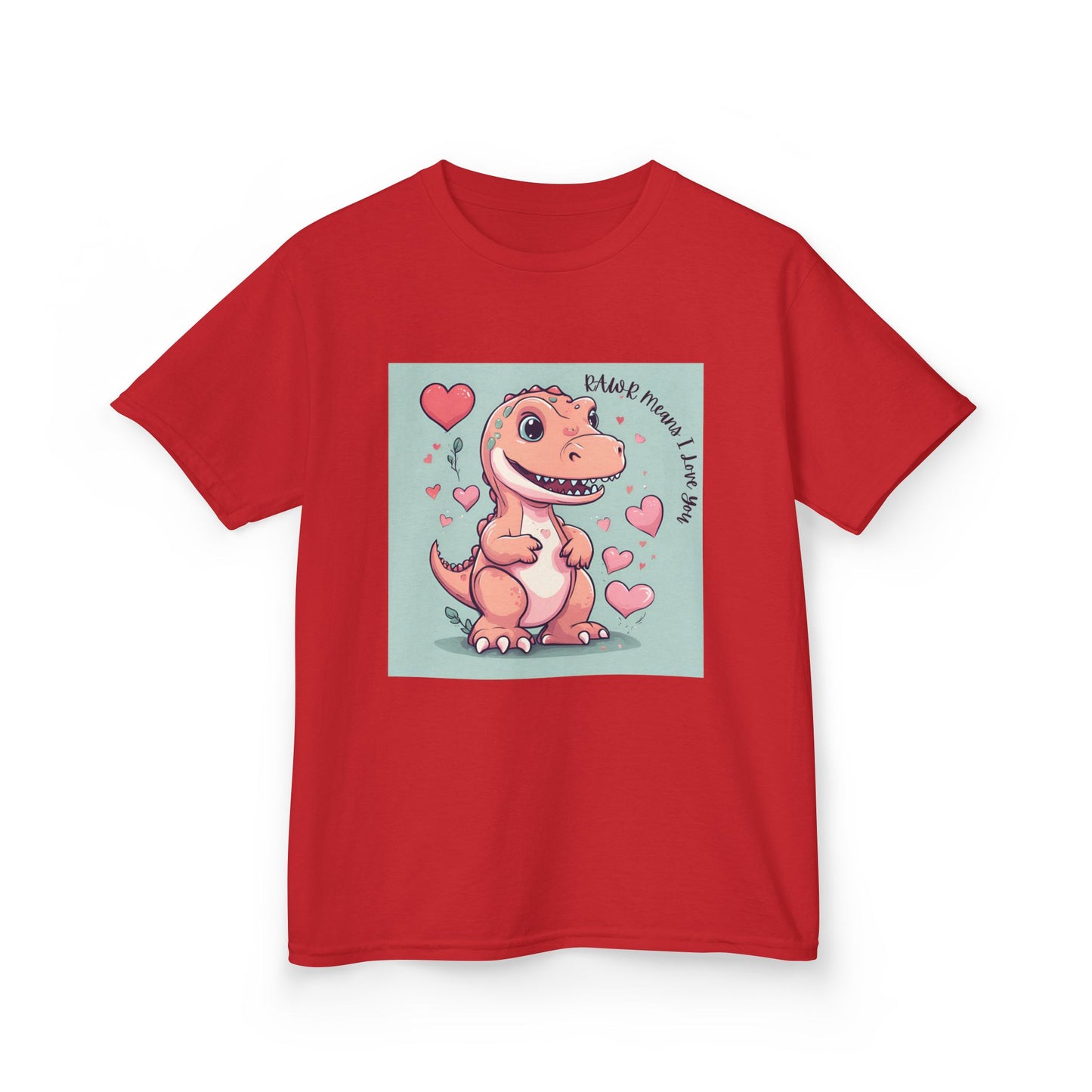RAWR Means I LOVE YOU - Tan Dino Valentine's Kids Tee