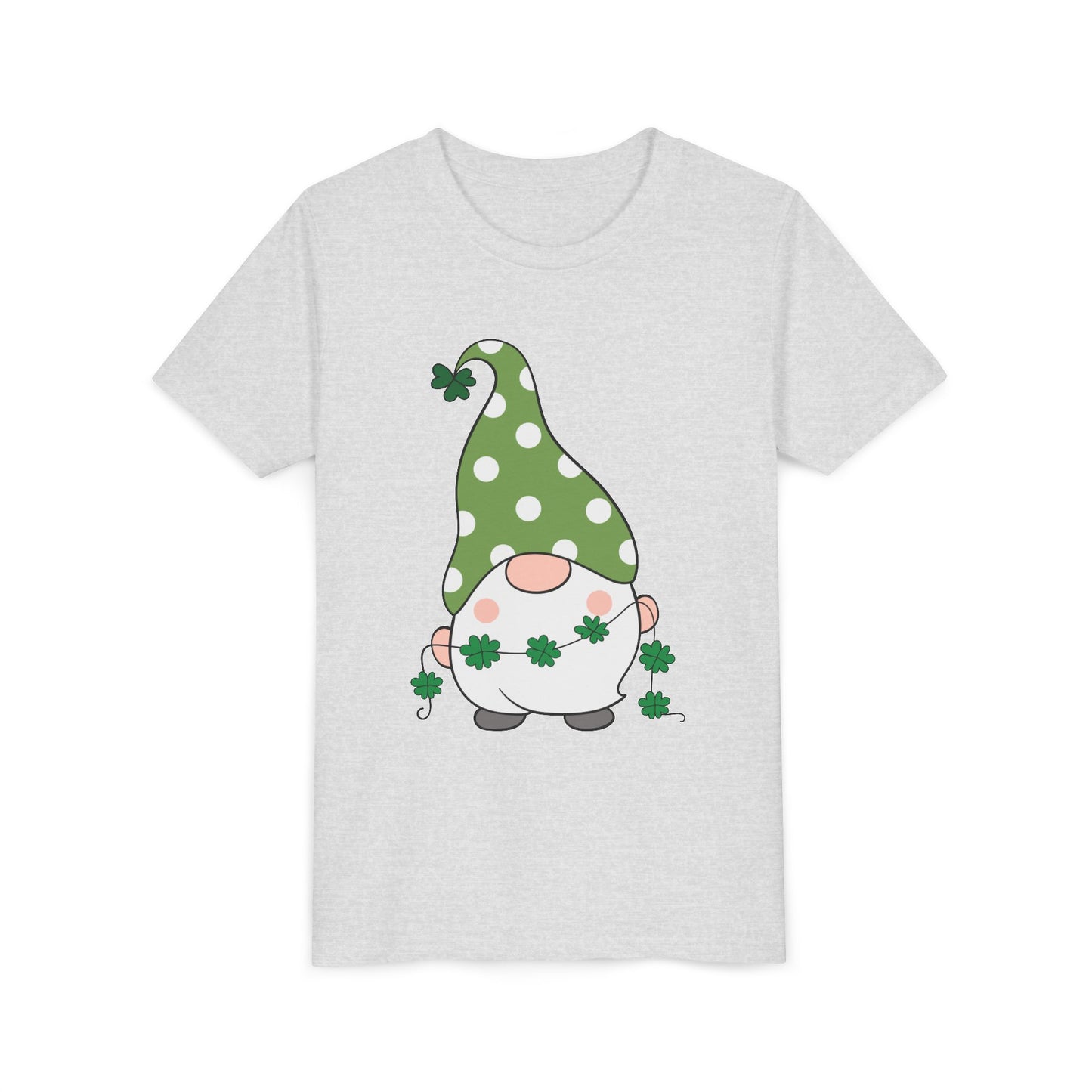 St. Patricks Gnome Youth Tee | Green Polka Dot Hat with Shamrocks