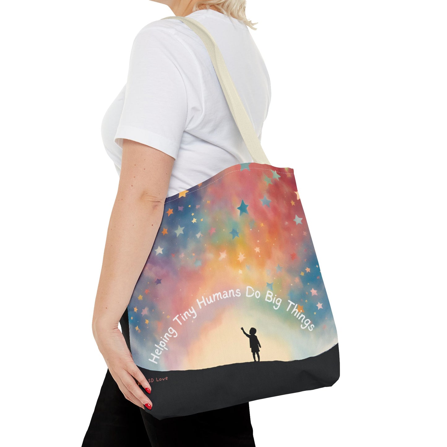Helping Tiny Humans Do Big Things Tote - Inspiring Kids to Reach for the Stars