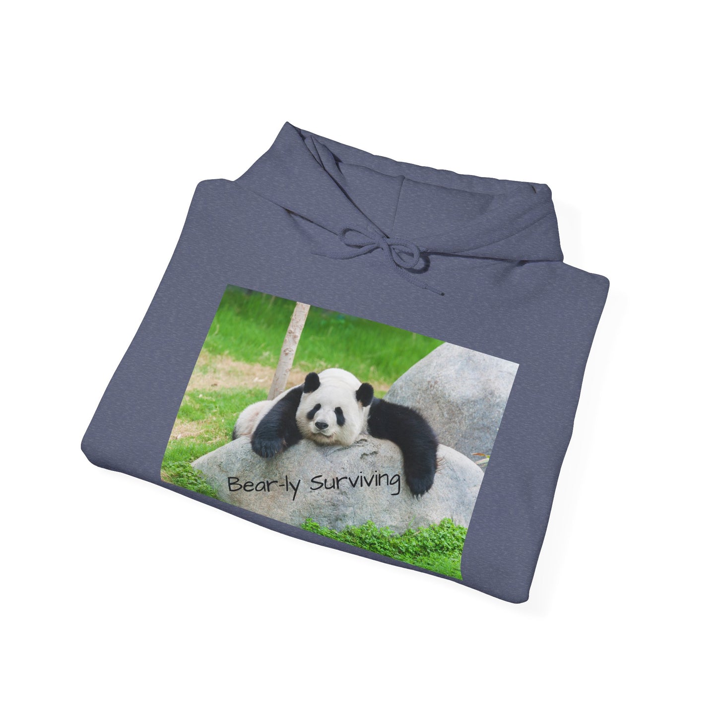 Funny Panda Hoodie | Bear-ly Surviving Sweatshirt | Lazy Mood Cozy Hoodie | Mental Health Humor Gift | Unisex Loungewear | Panda Lover