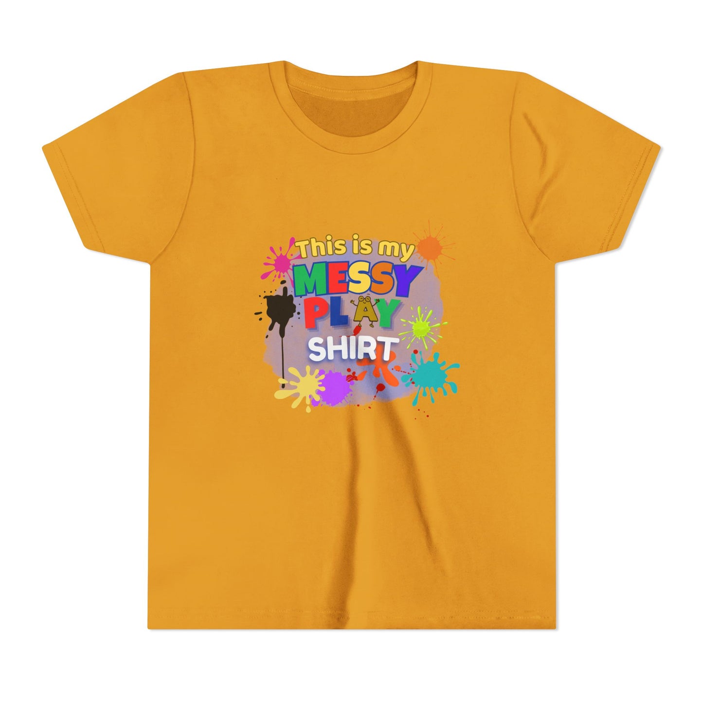This Is My Messy Play Shirt Youth Tee | Paint Splatters, Colorful Kids Playshirt