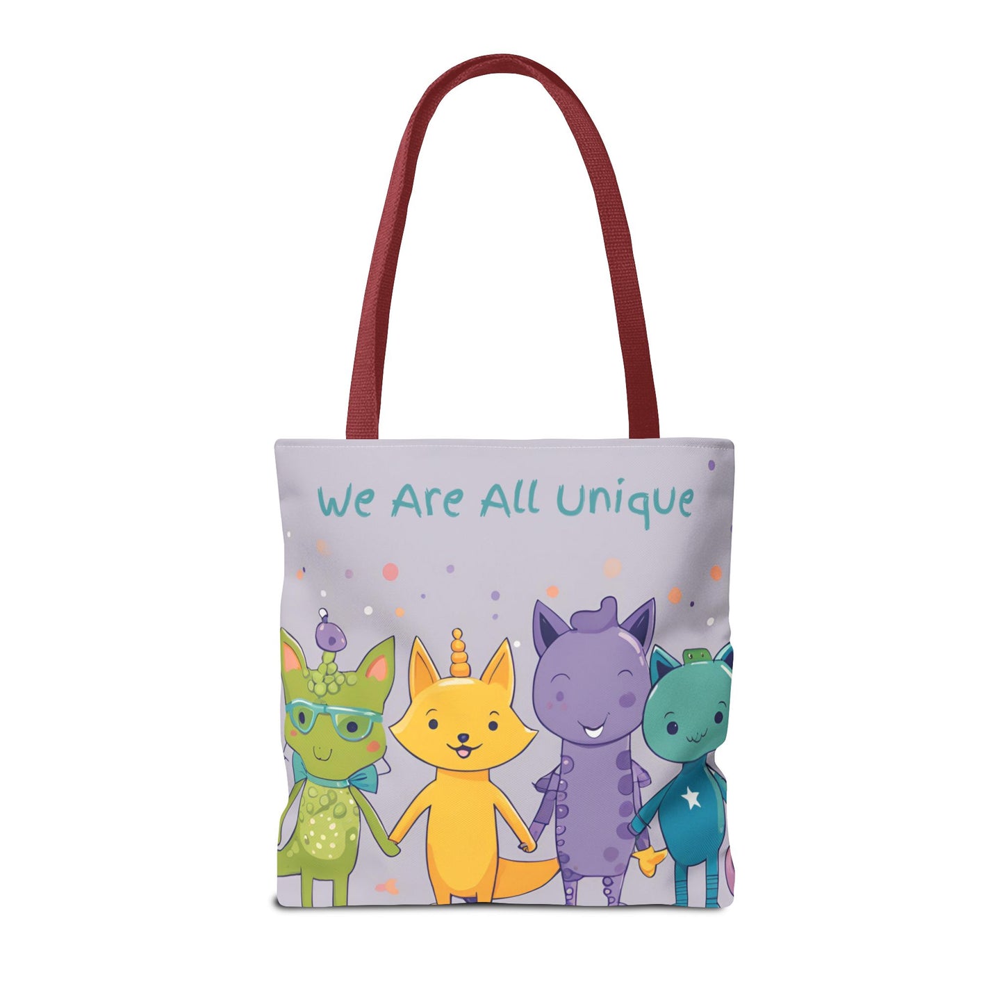 We Are All Unique 4 Animal Friends Tote Bag - Cute, Inclusive, Kid-friendly Design