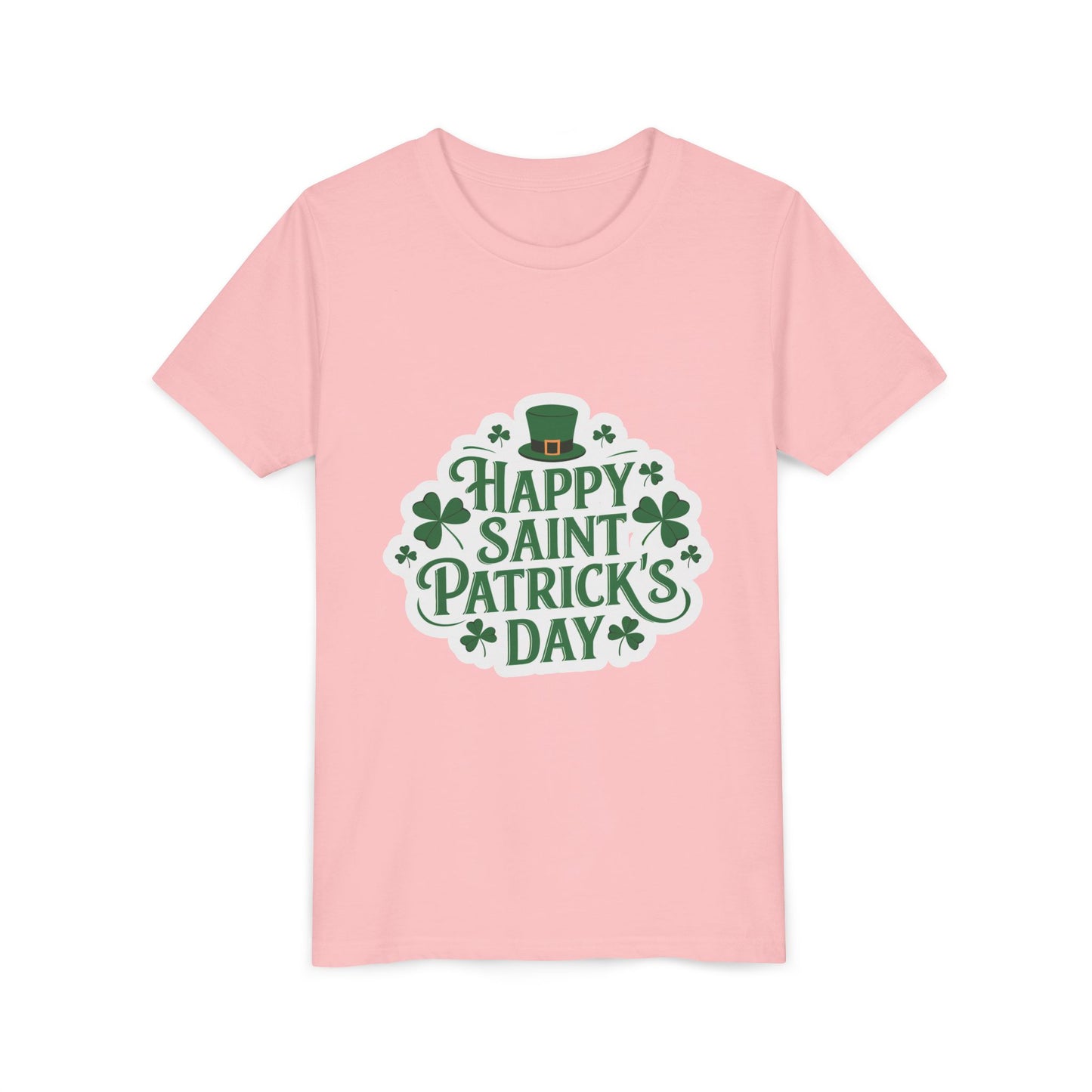 Happy Saint Patrick's Day Youth Tee | Shamrocks, Leprechaun Hat