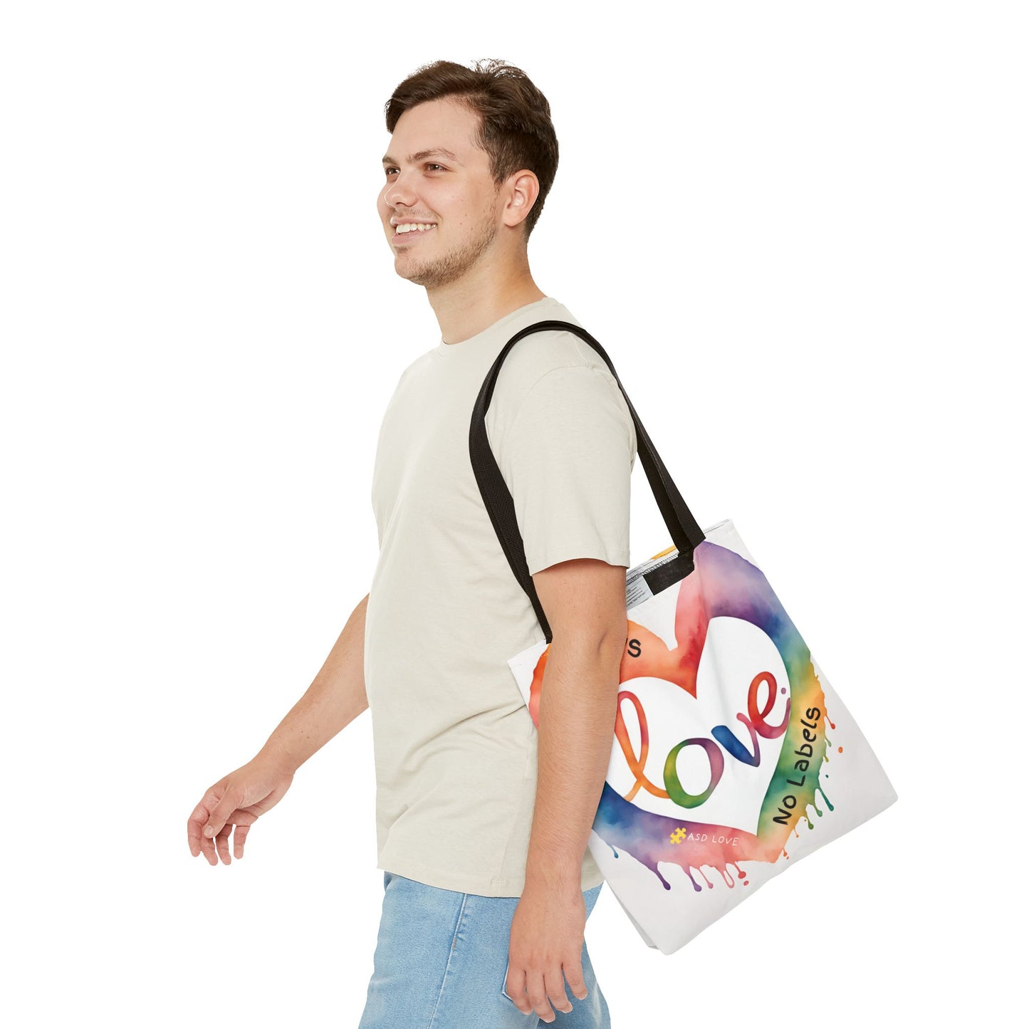 Love Knows No Labels Watercolor Drip Tote Bag - Embrace Acceptance & Harmony
