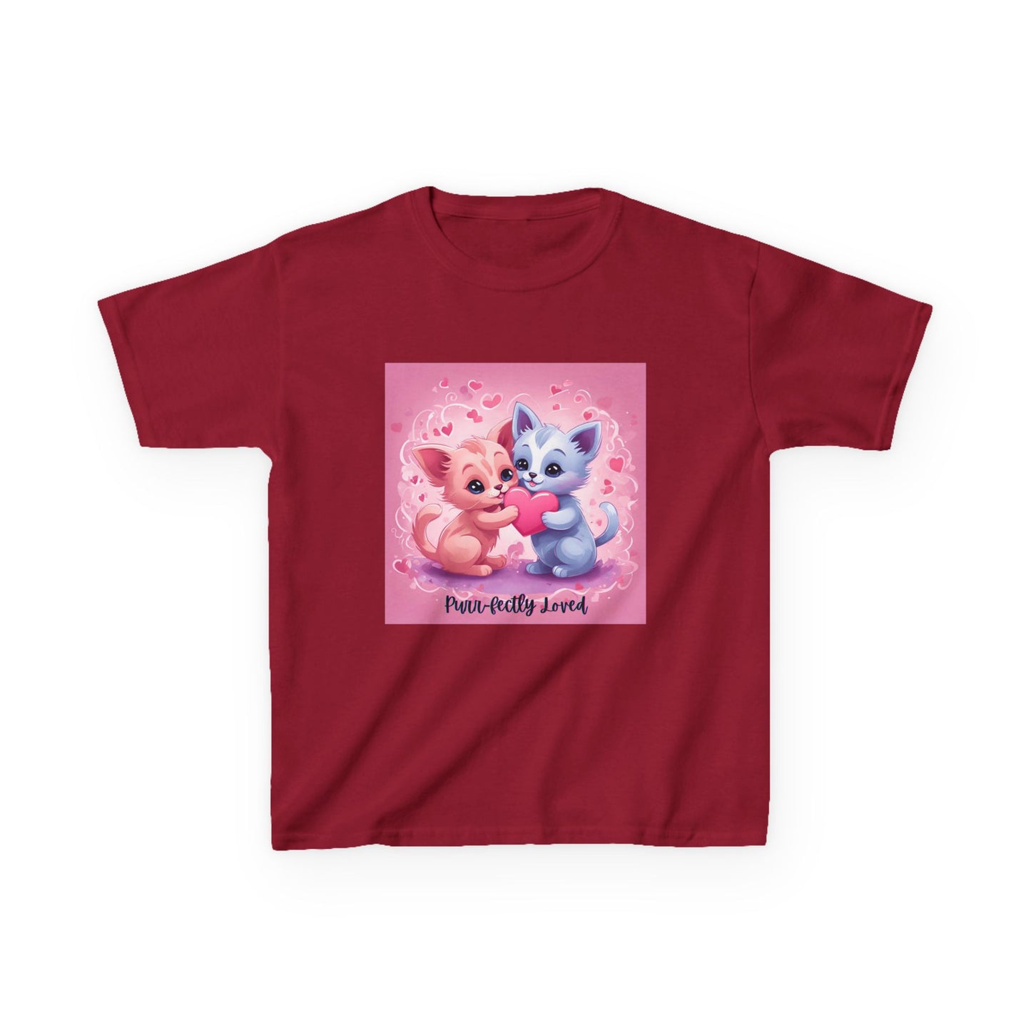 Purr-fectly Loved - Pink & Blue Kittens Valentine's Kids Tee