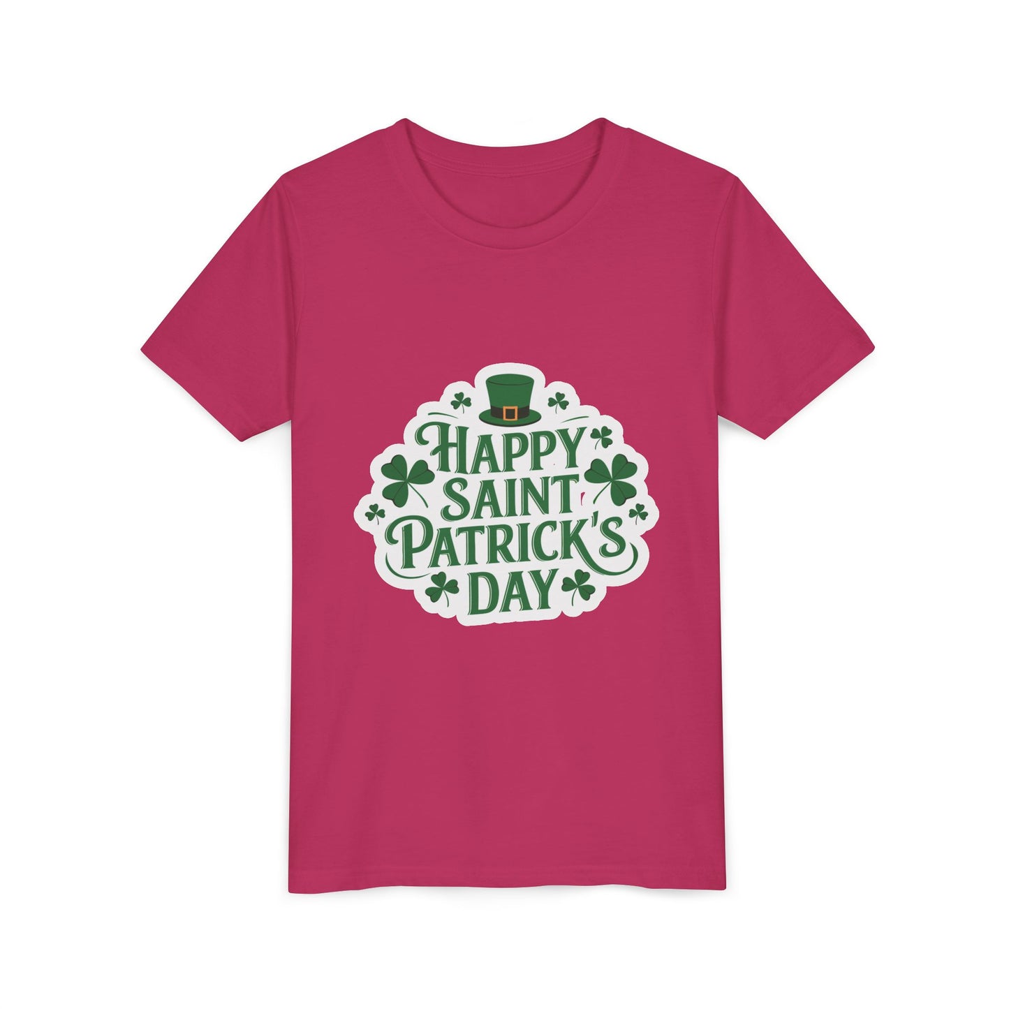 Happy Saint Patrick's Day Youth Tee | Shamrocks, Leprechaun Hat