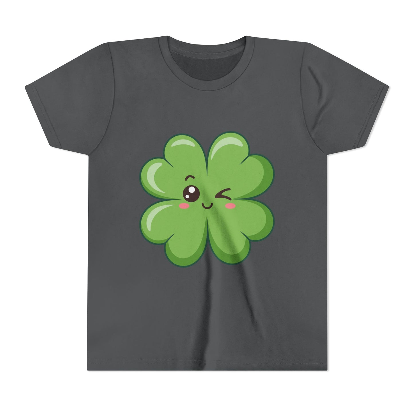 Kawaii Lucky Four-Leaf Clover Youth Tee | Cute St. Patrick's Day Shirt