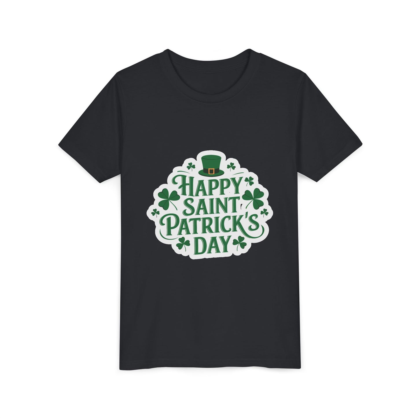 Happy Saint Patrick's Day Youth Tee | Shamrocks, Leprechaun Hat