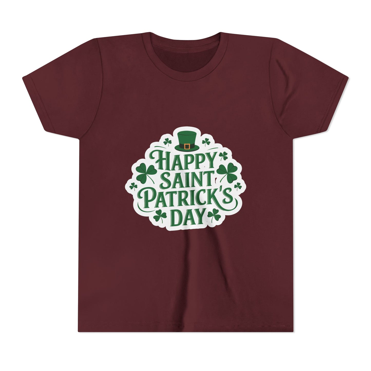 Happy Saint Patrick's Day Youth Tee | Shamrocks, Leprechaun Hat