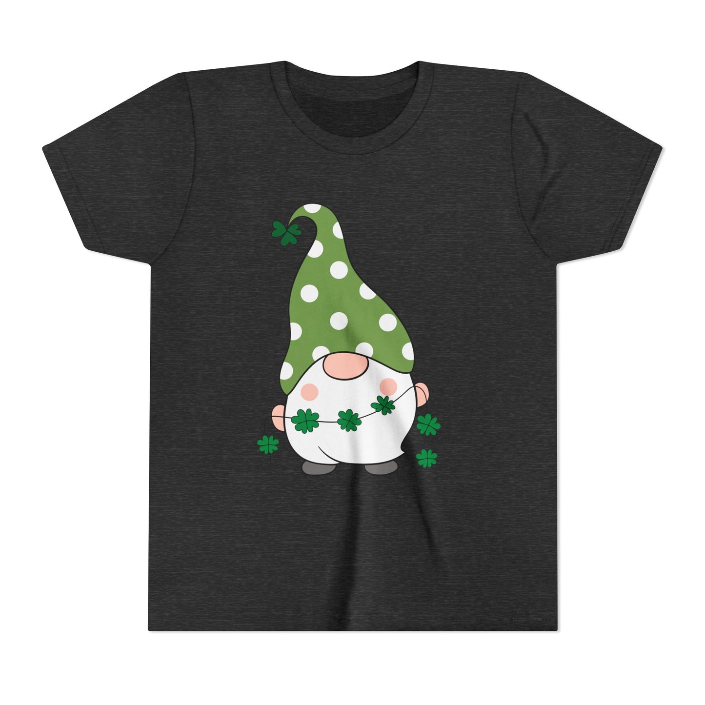 St. Patricks Gnome Youth Tee | Green Polka Dot Hat with Shamrocks