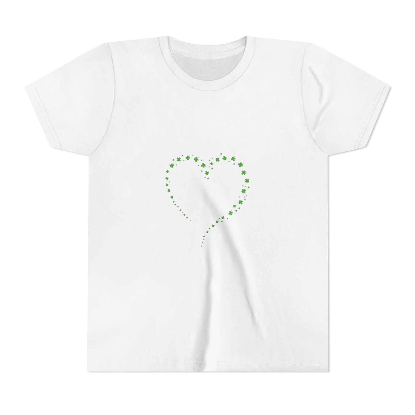 Green Heart Dotted Design Youth Tee | St. Patrick's Day Shamrock Motif
