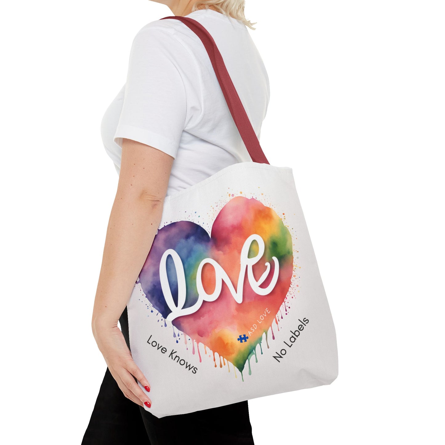 Love Knows No Labels Heart Drip Tote Bag - Show Your Pride & Inclusivity