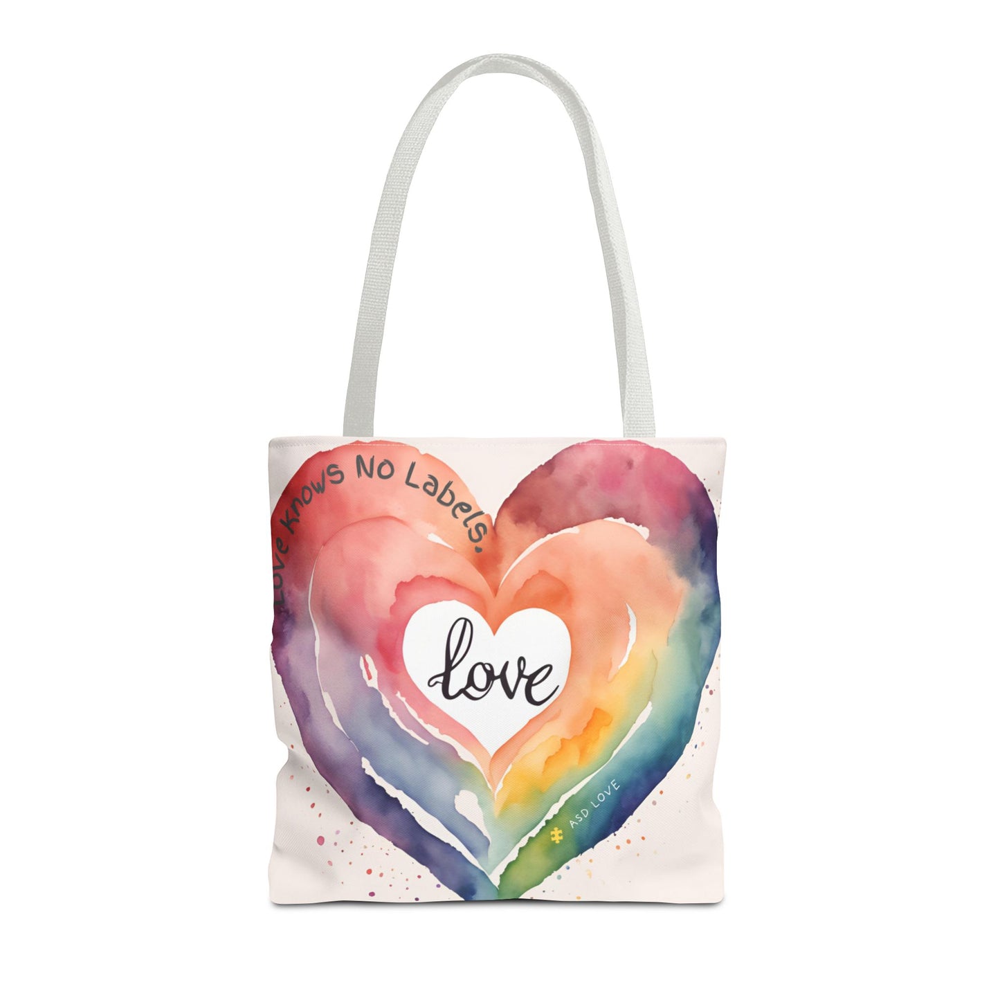 Love Knows No Labels Watercolor Heart Tote Bag - Celebrate Diversity &Unity