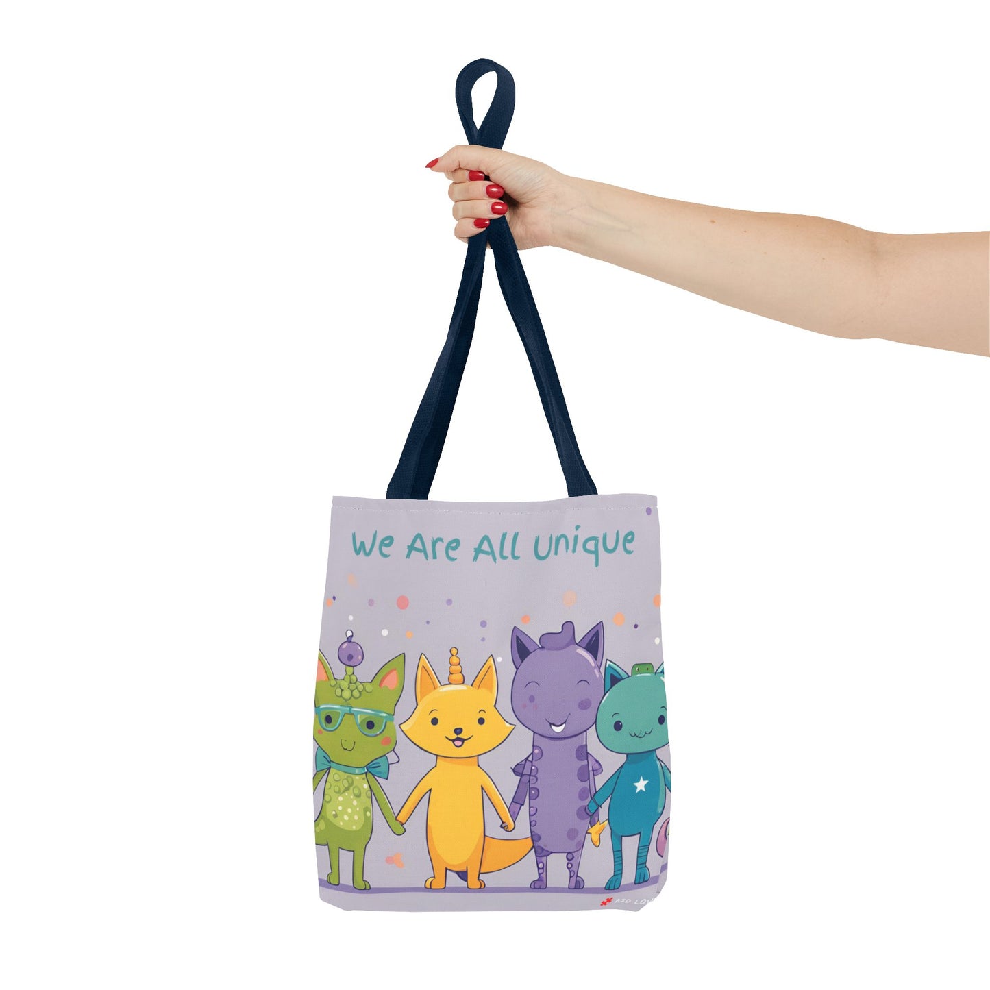 We Are All Unique 4 Animal Friends Tote Bag - Cute, Inclusive, Kid-friendly Design
