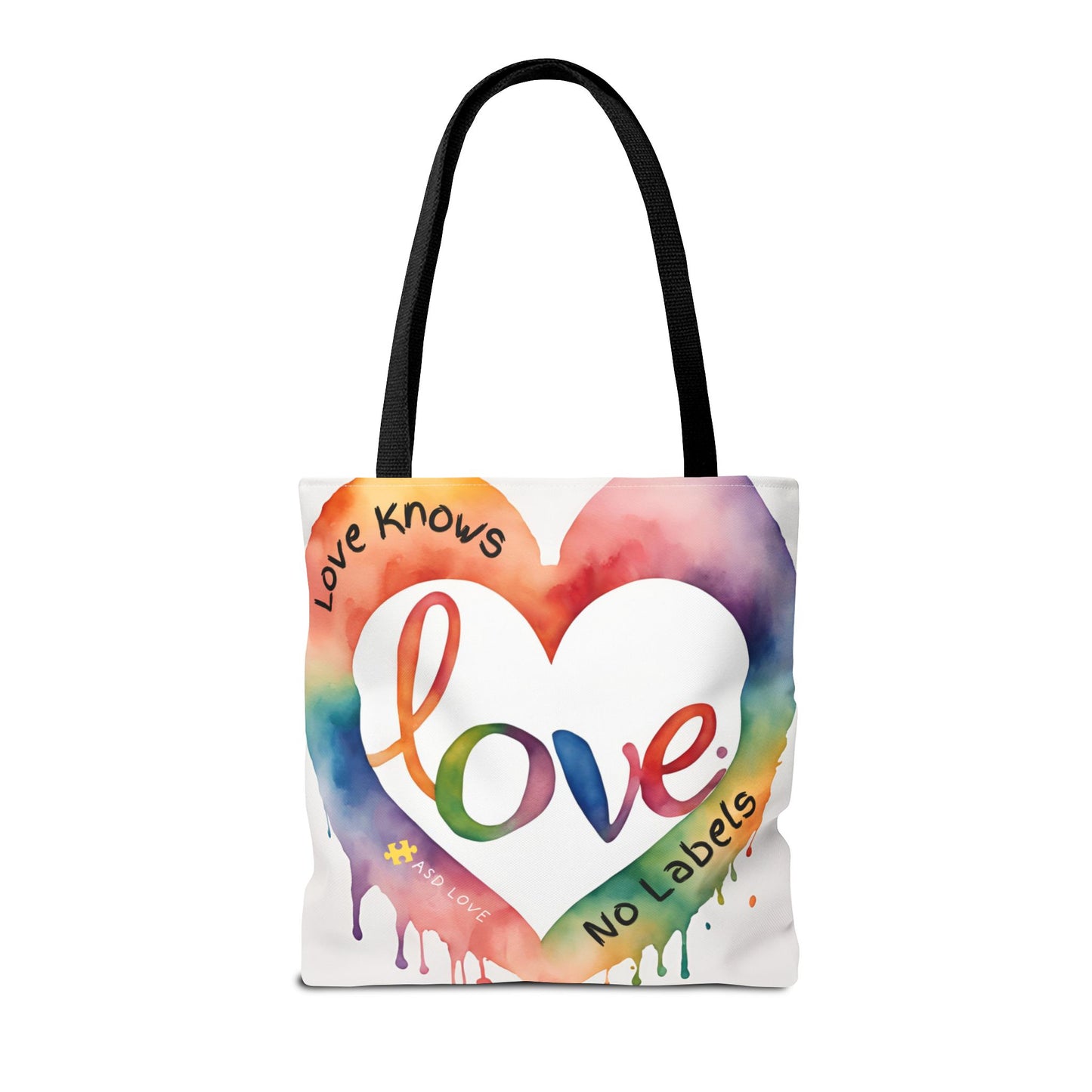 Love Knows No Labels Watercolor Drip Tote Bag - Embrace Acceptance & Harmony