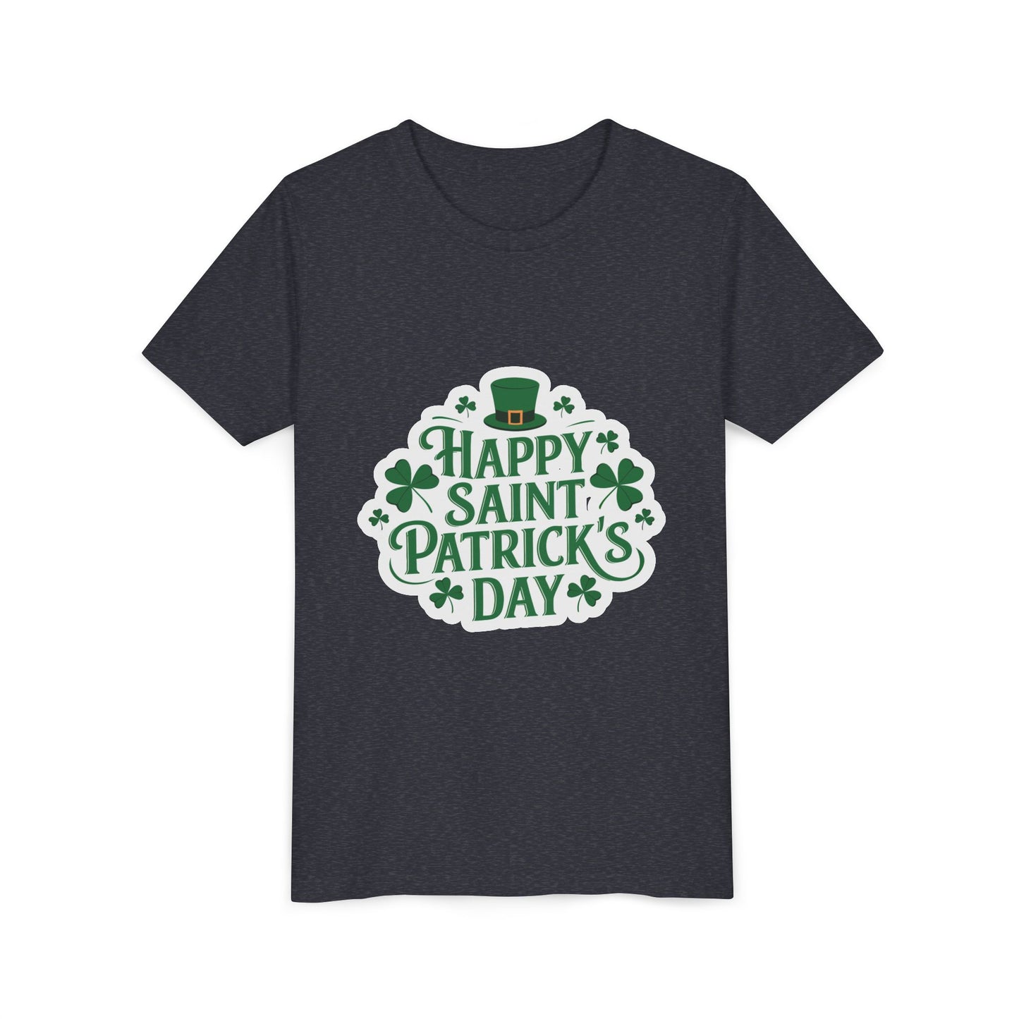 Happy Saint Patrick's Day Youth Tee | Shamrocks, Leprechaun Hat