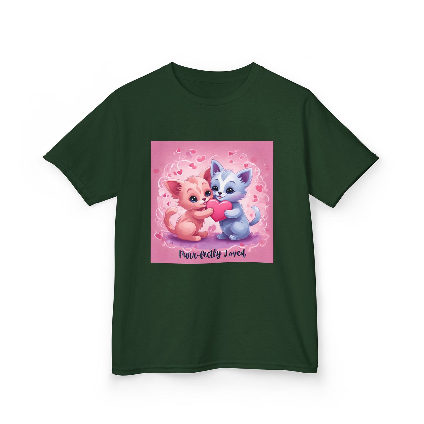 Purr-fectly Loved - Pink & Blue Kittens Valentine's Kids Tee
