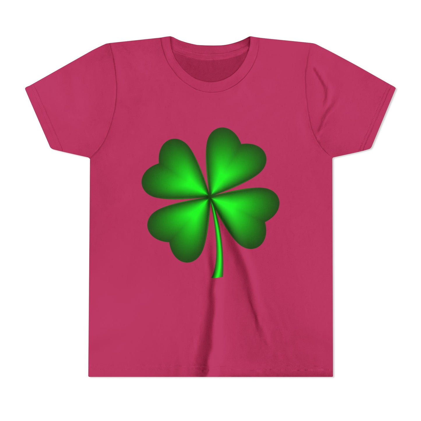 Green Four-Leaf Clover Youth Tee | St. Patrick's Day Shamrock Shirt