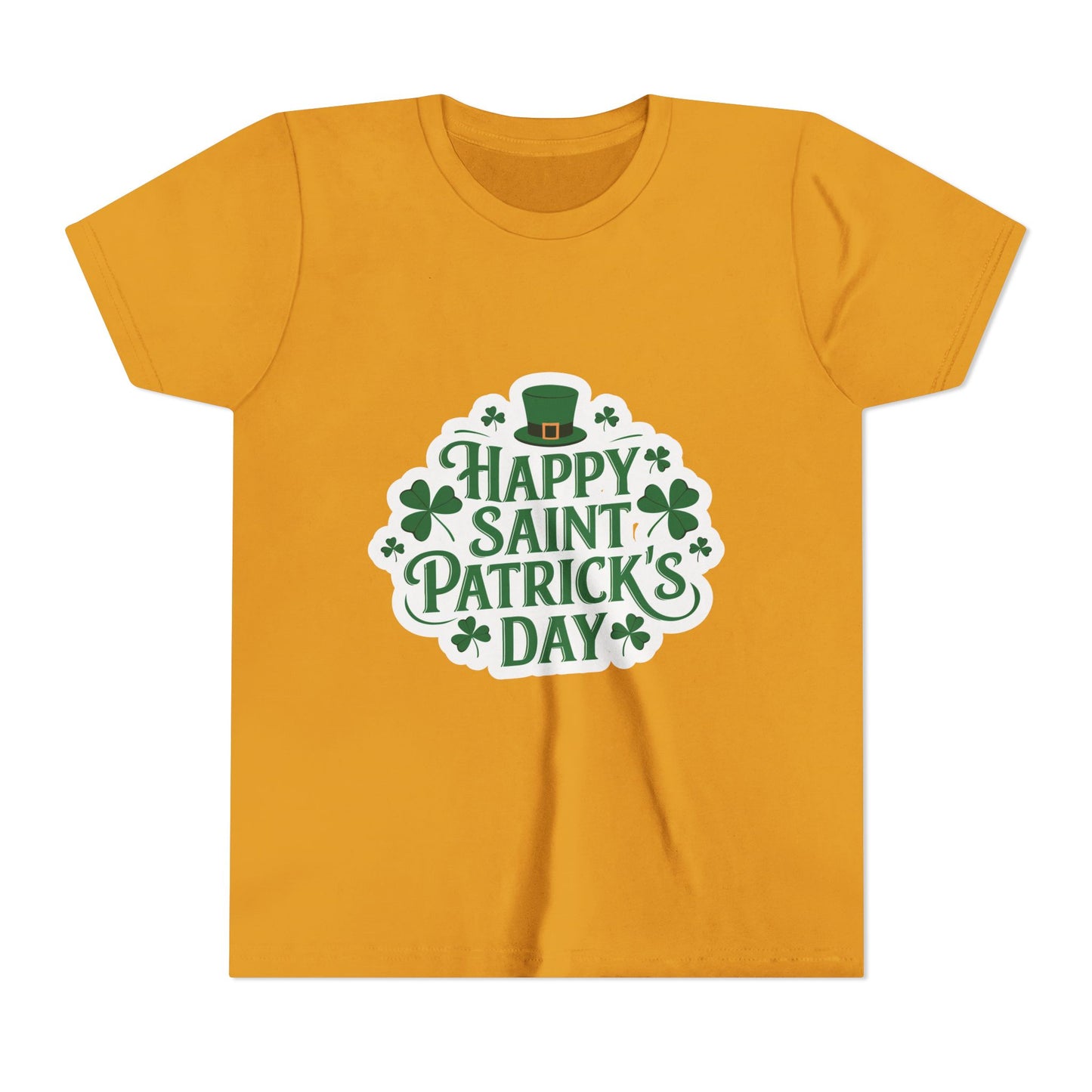 Happy Saint Patrick's Day Youth Tee | Shamrocks, Leprechaun Hat