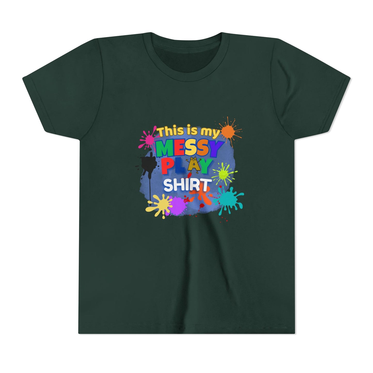 This Is My Messy Play Shirt Youth Tee | Paint Splatters, Colorful Kids Playshirt