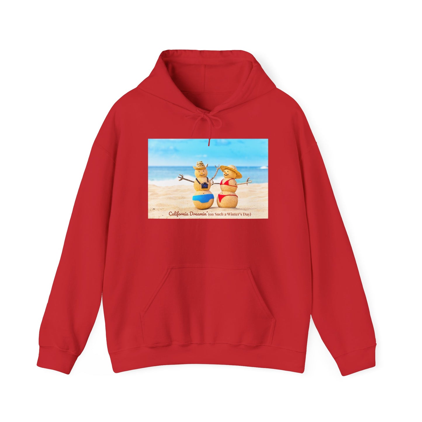 Funny Christmas Beach Hoodie | Mr. & Mrs. Sand Snowman | California Holiday Sweatshirt | Warm Coastal Gift | Unisex Winter Hoodie