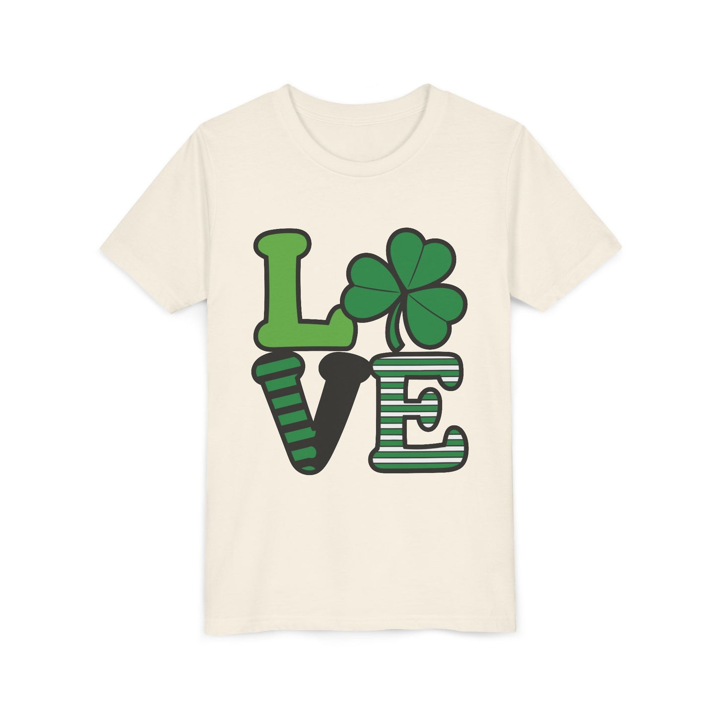 LOVE Shamrock Youth Tee | St. Patrick's Day Clover Graphic