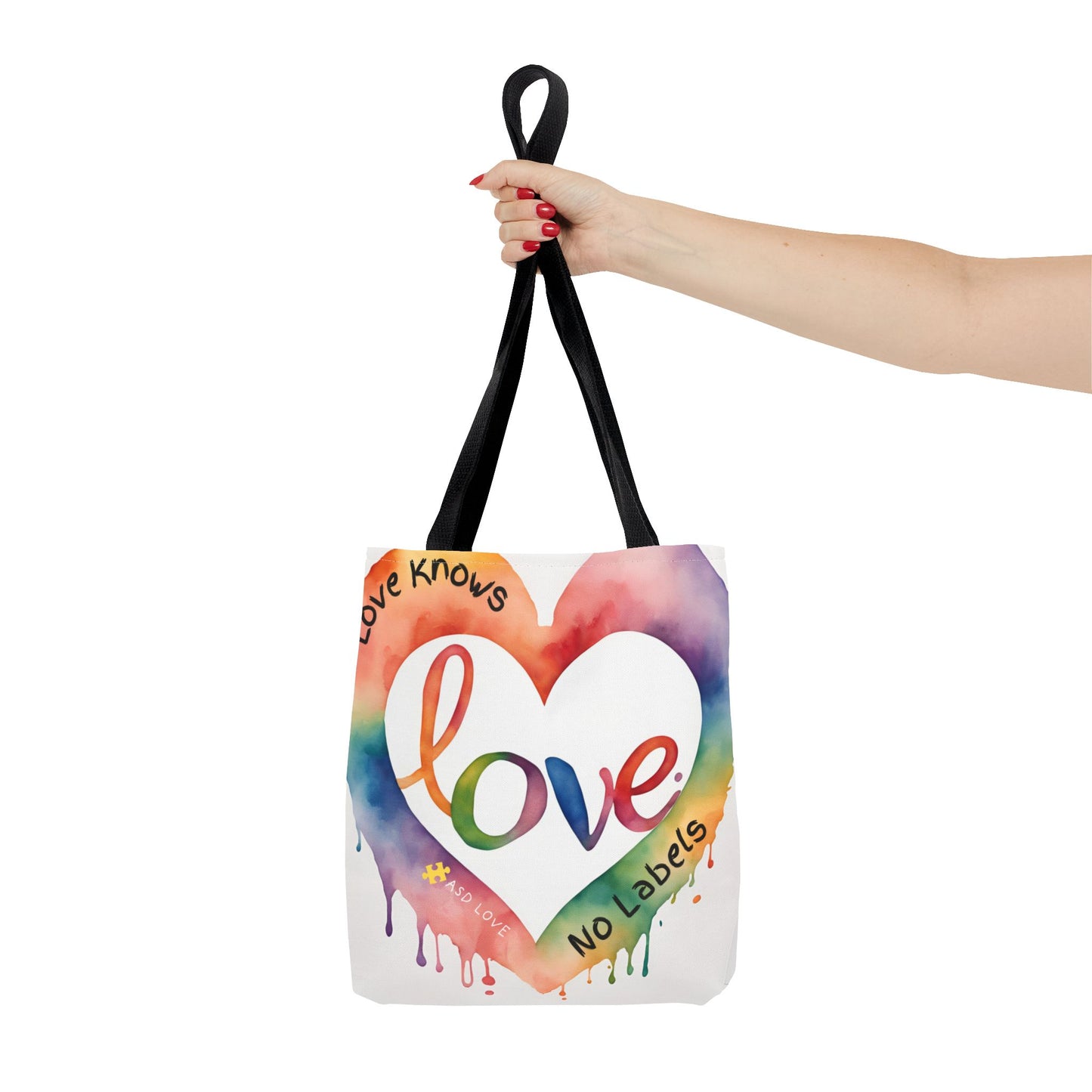 Love Knows No Labels Watercolor Drip Tote Bag - Embrace Acceptance & Harmony
