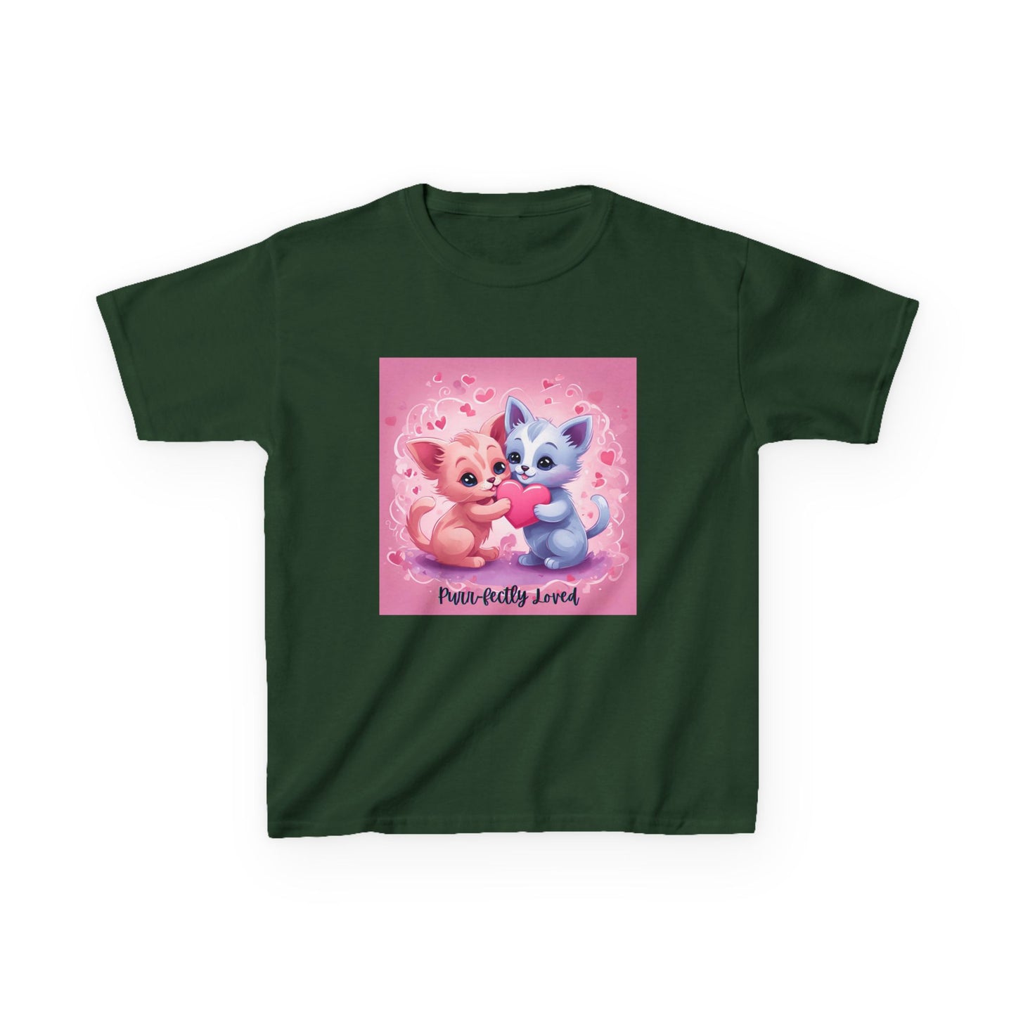 Purr-fectly Loved - Pink & Blue Kittens Valentine's Kids Tee