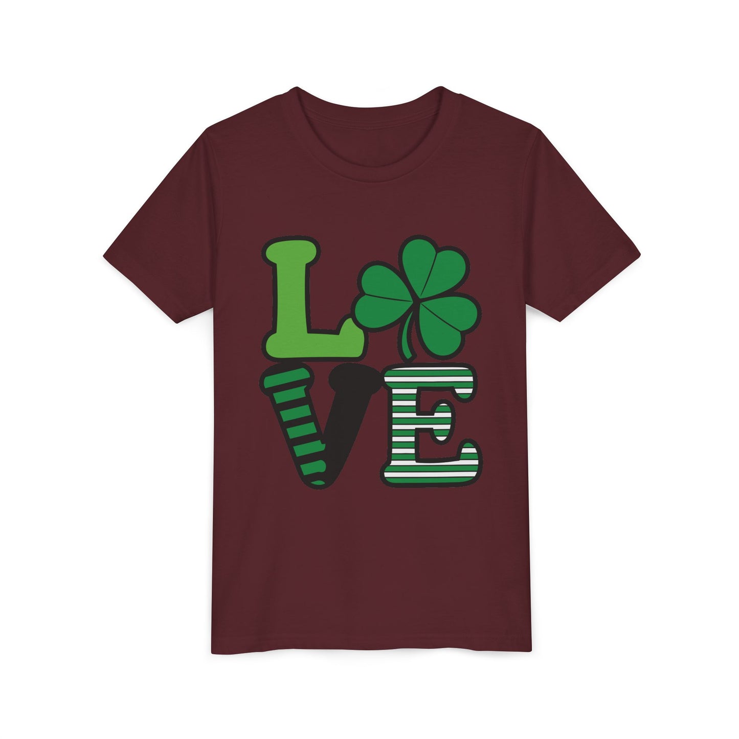 LOVE Shamrock Youth Tee | St. Patrick's Day Clover Graphic