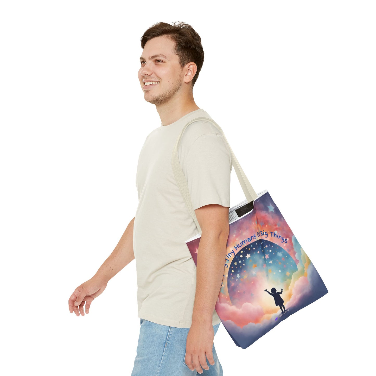 Helping Tiny Humans Do Big Things Tote - Inspiring Kids to Reach for the Stars