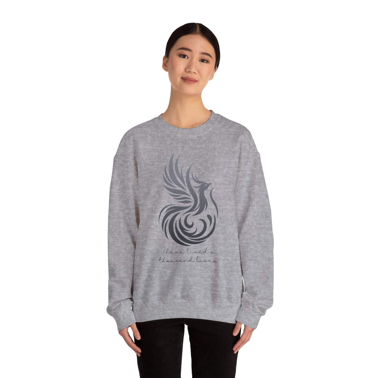 Phoenix Rising Sweatshirt - I Have Lived a Thousand Lives | Inspirational Unisex Sweatshirt - BlackF