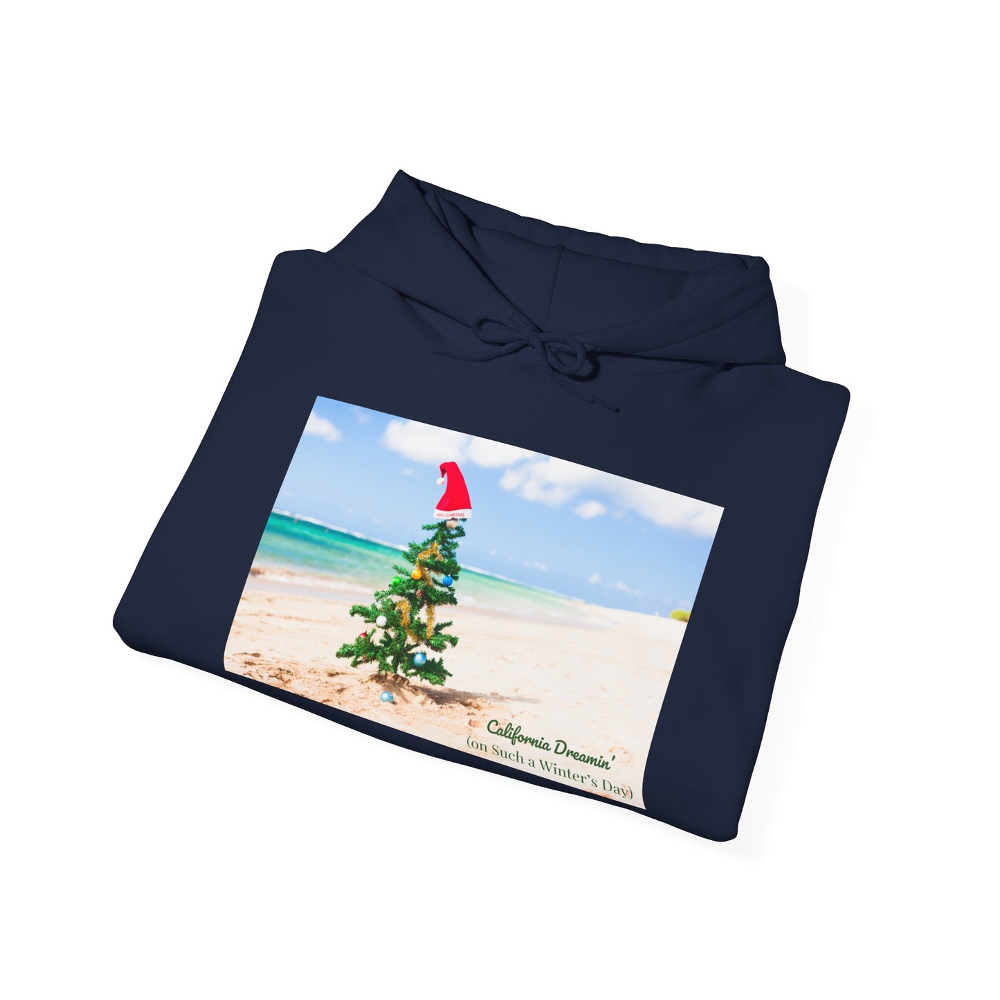 California Dreamin (on Such a Winter's Day) Hoodie - Featuring Santa Tree on the Beach