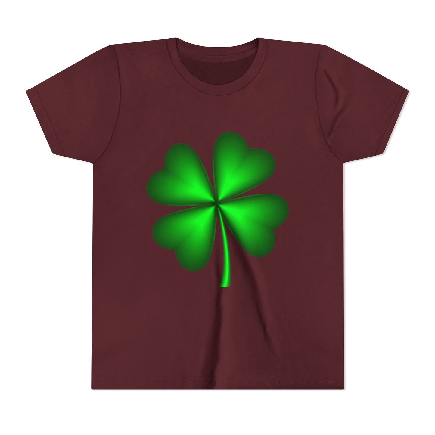 Green Four-Leaf Clover Youth Tee | St. Patrick's Day Shamrock Shirt