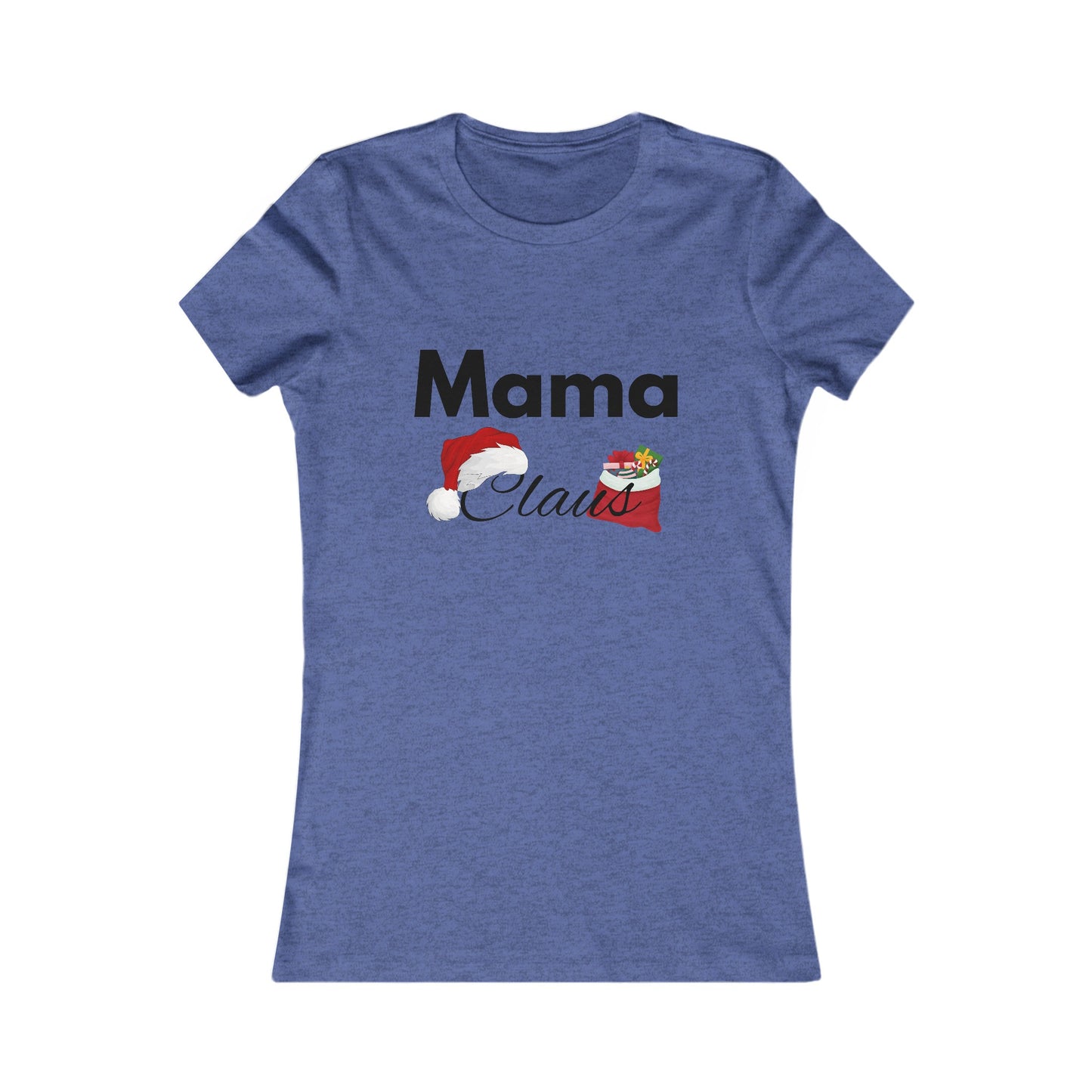 Mama Claus Christmas Shirt - Festive Holiday Tee for Moms with Santa Hat and Santa bag Design