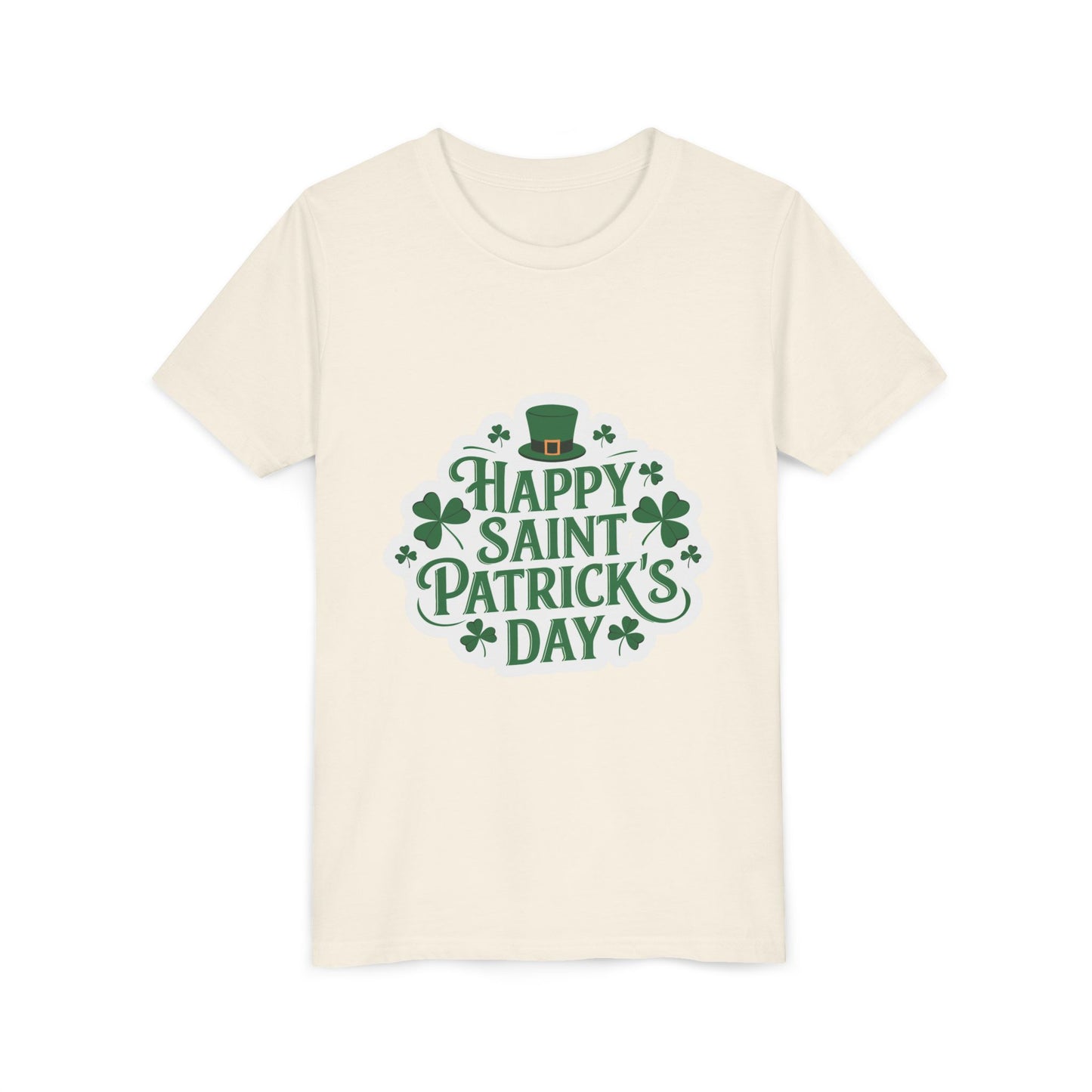 Happy Saint Patrick's Day Youth Tee | Shamrocks, Leprechaun Hat