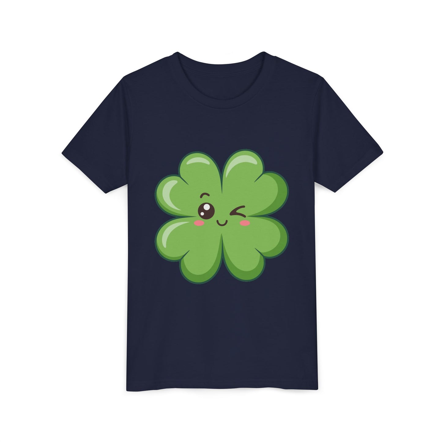 Kawaii Lucky Four-Leaf Clover Youth Tee | Cute St. Patrick's Day Shirt