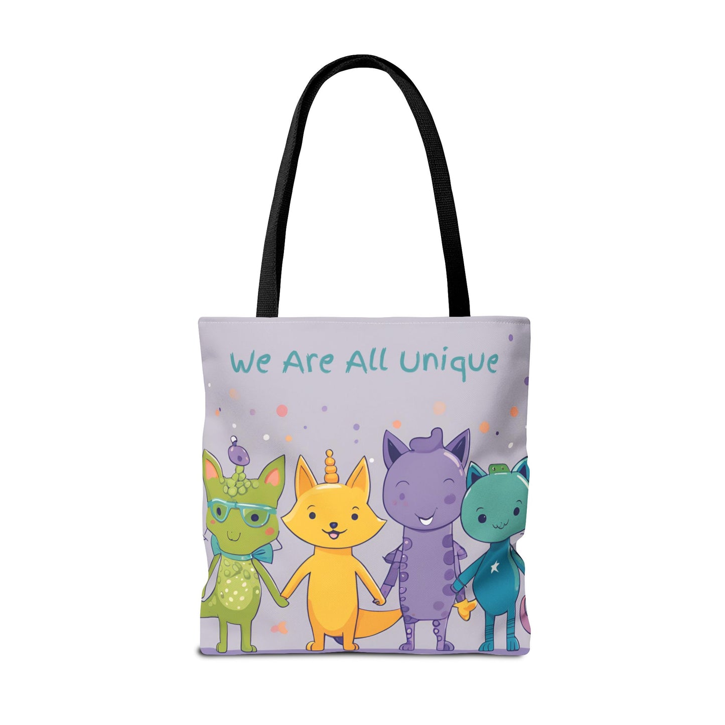 We Are All Unique 4 Animal Friends Tote Bag - Cute, Inclusive, Kid-friendly Design