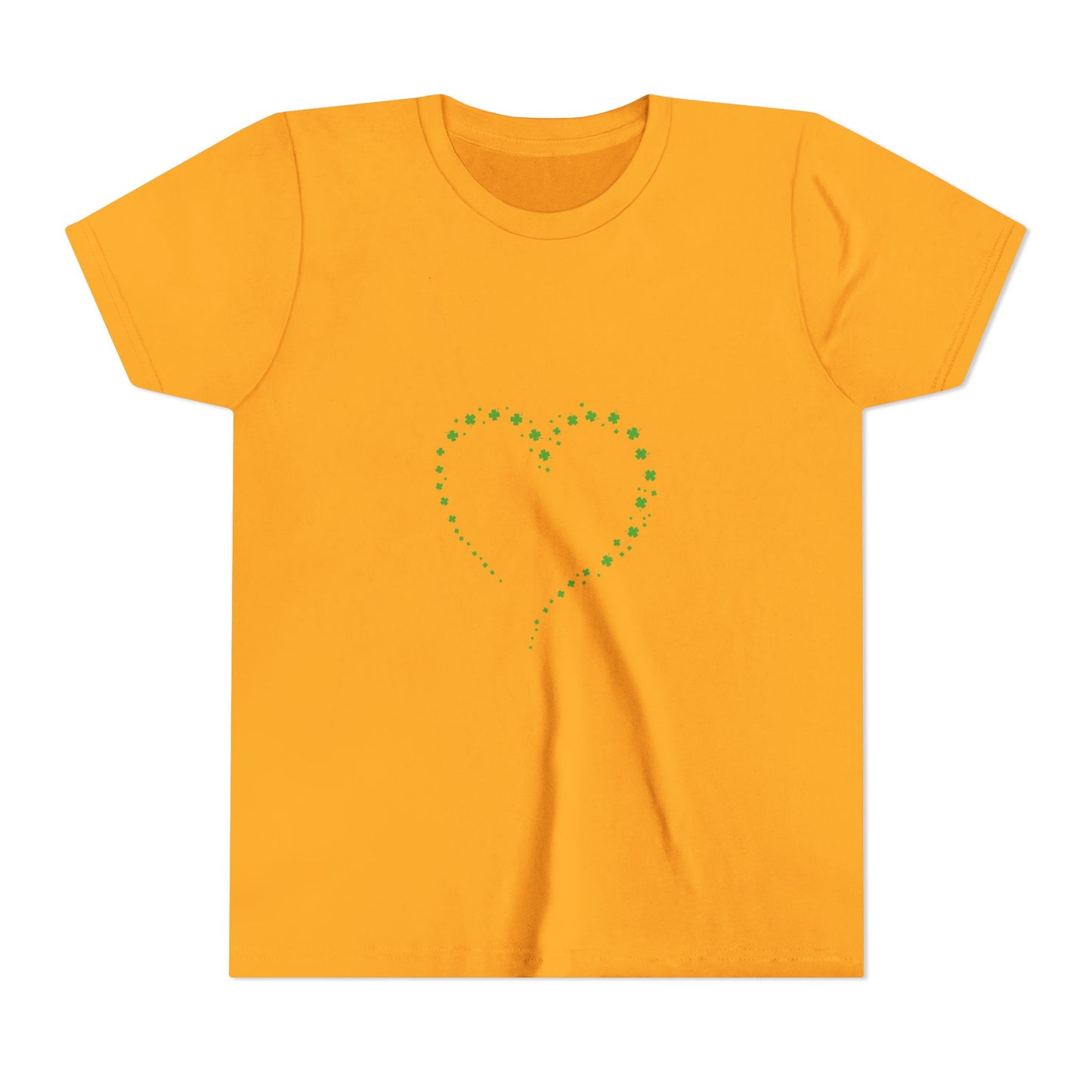 Green Heart Dotted Design Youth Tee | St. Patrick's Day Shamrock Motif