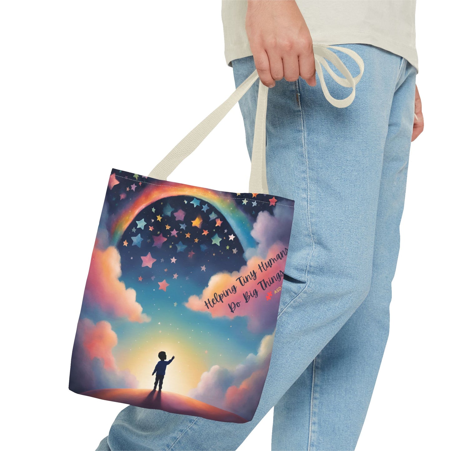 Helping Tiny Humans Do Big Things Tote - Inspiring Kids to Reach for the Stars