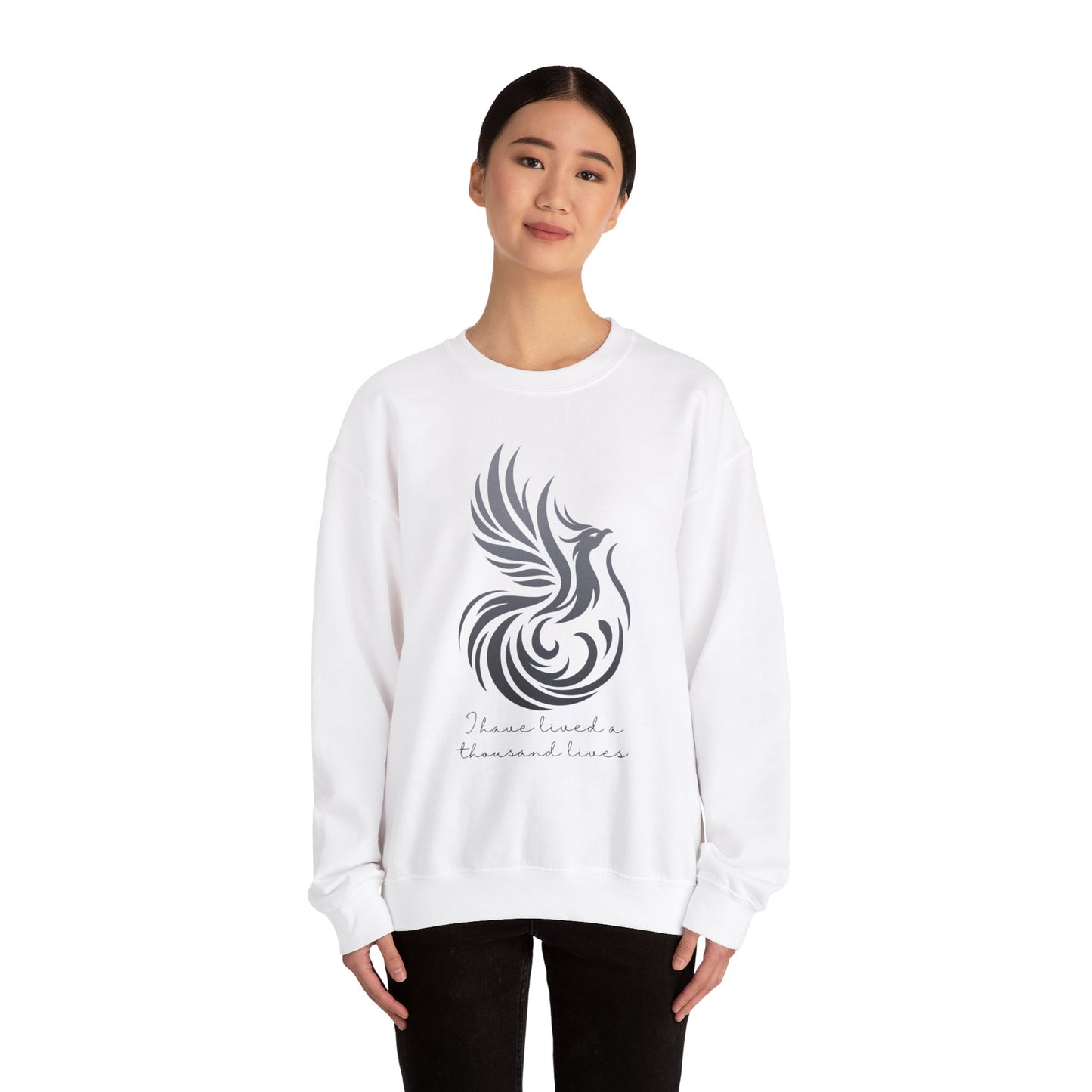 Phoenix Rising Sweatshirt - I Have Lived a Thousand Lives | Inspirational Unisex Sweatshirt - BlackF