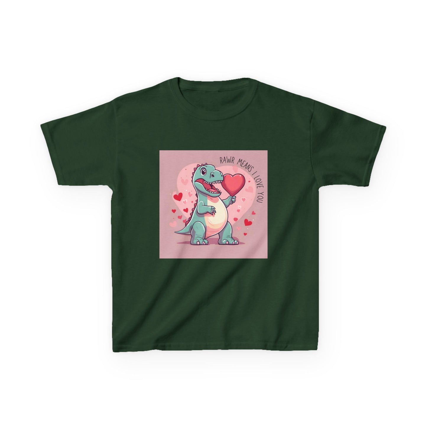RAWR Means I LOVE YOU - Blue Dino Valentine's Kids Tee