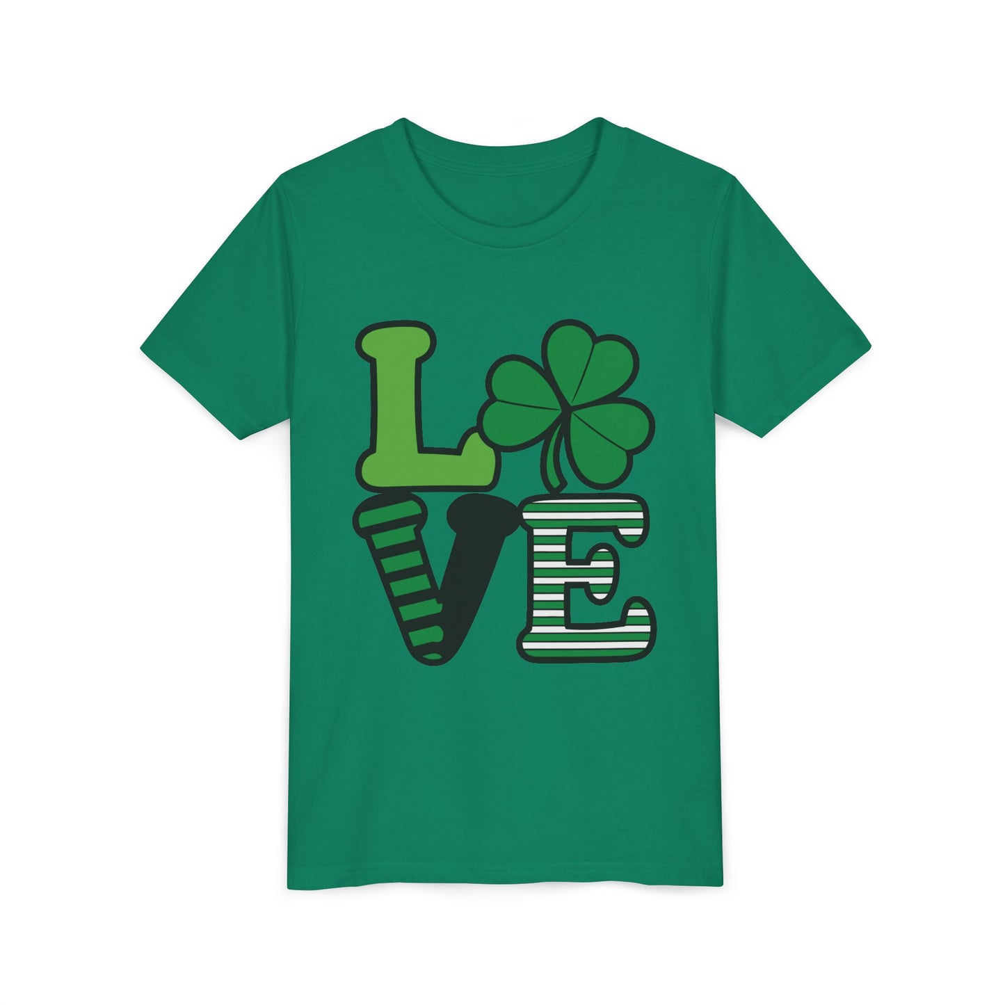 LOVE Shamrock Youth Tee | St. Patrick's Day Clover Graphic