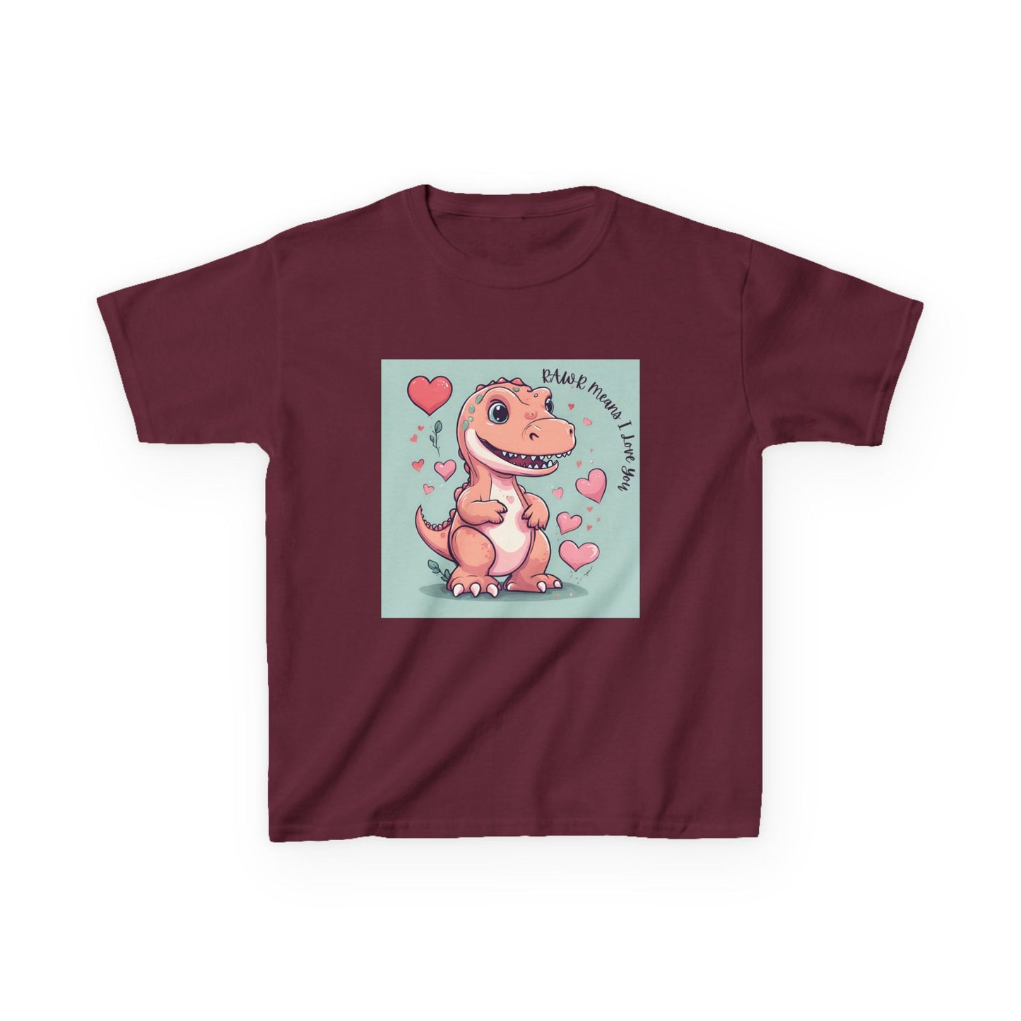 RAWR Means I LOVE YOU - Tan Dino Valentine's Kids Tee