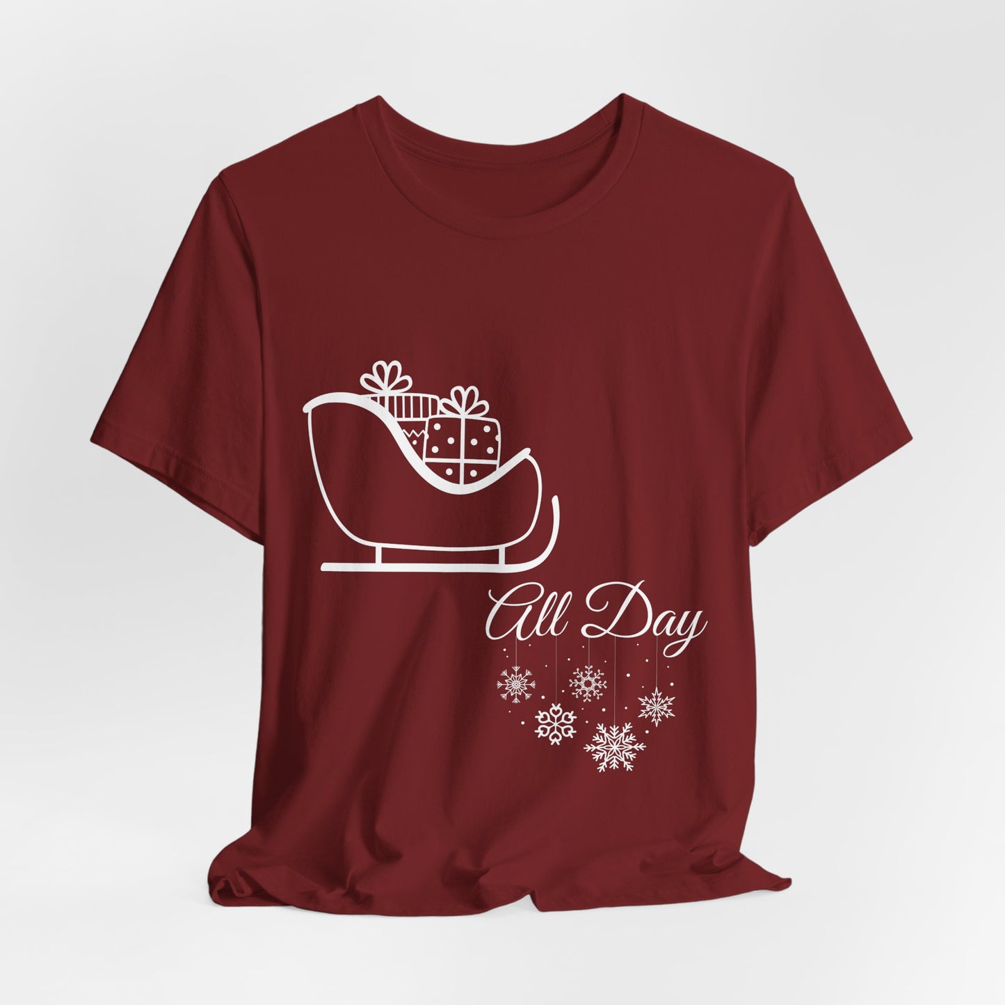 Sleigh All Day Holiday Shirt (WF) – Unisex Jersey Short Sleeve Tee | Holiday Gift | Funny Sleigh T-Shirt | Winter Snowflake Tee | Matching Family Outfit