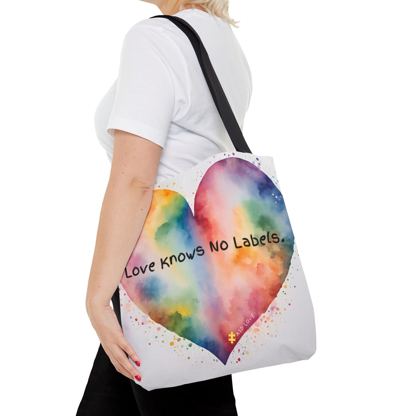 Love Knows No Labels - Big Heart Tote Bag - Show Your True Colors